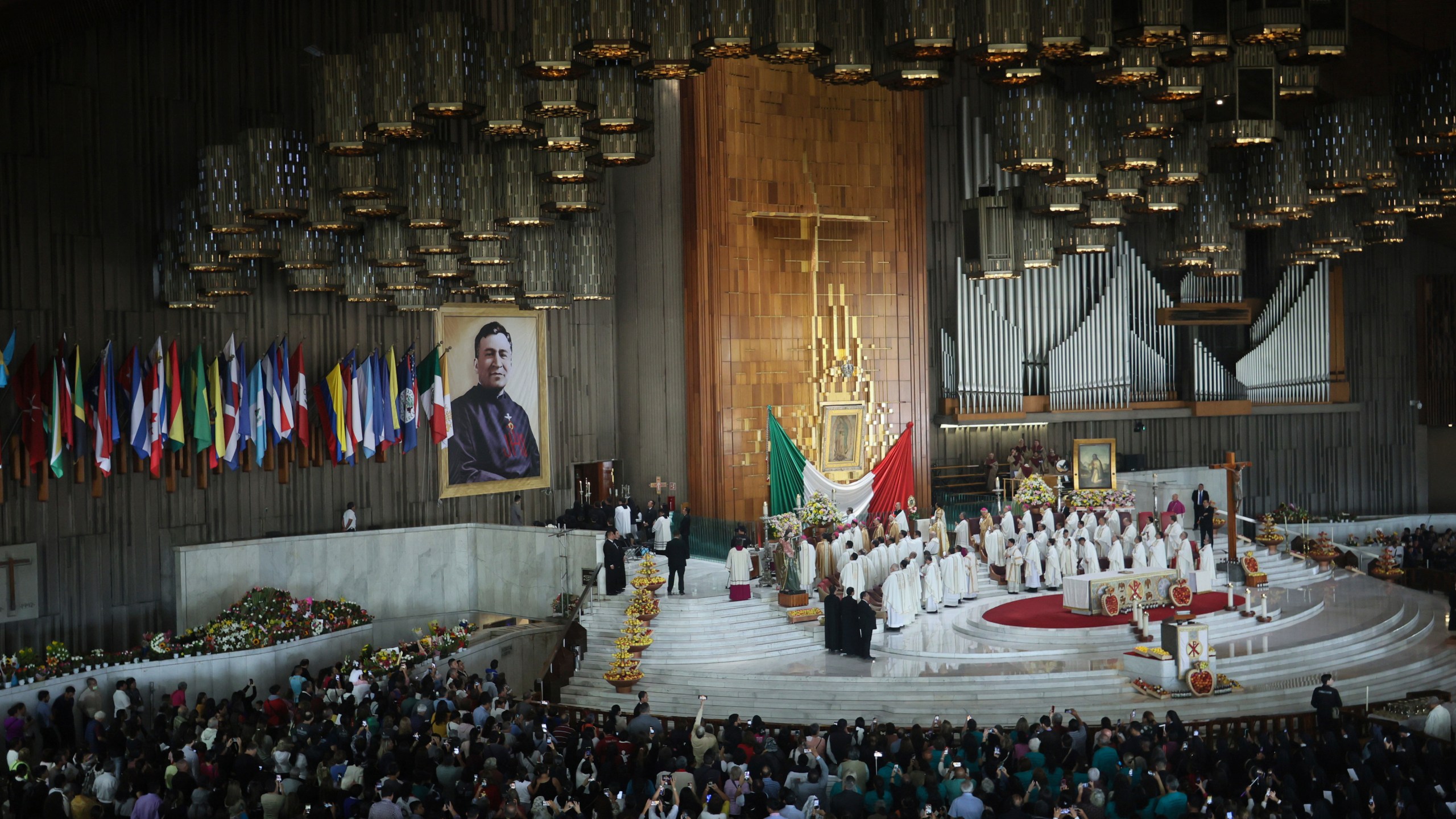 Cardinal Marcello Semeraro presides over the beatification ceremony of Rev. Moisés Lira at the Basilica of Our Lady of Guadalupe in Mexico City, Saturday, Sept. 14, 2024. (AP Photo/Ginnette Riquelme)