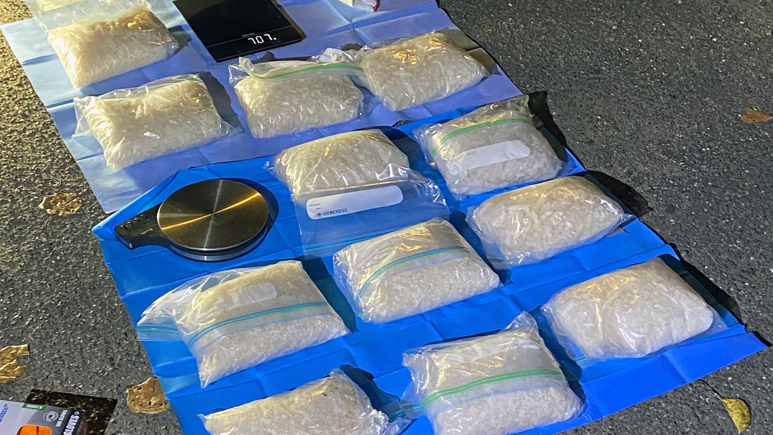 In this undated photo provided by the Australian Federal Police, illicit drugs are displayed after police have revealed on Wednesday, Sept. 18, 2024, that they have penetrated an encrypted global communications app developed for criminals called Ghost, leading to dozens of arrests. (Australian Federal Police via AP)