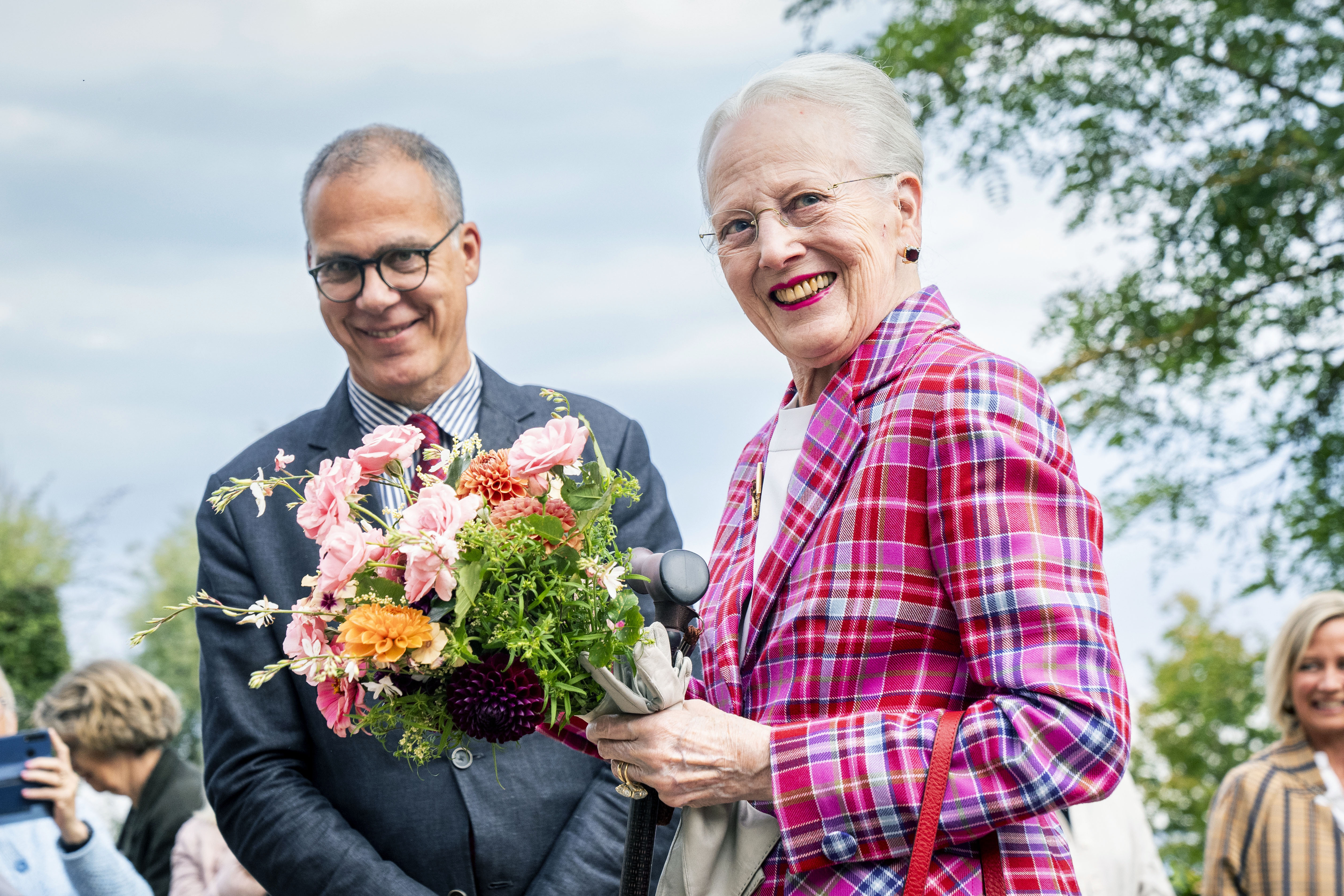 Denmark's Queen Margrethe attends the Rungstedlund Prize 2024 at the Karen Blixen Museum in Rungsted, Denmark, Monday, Sept. 16, 2024. (Ida Marie Odgaard/Ritzau Scanpix via AP)