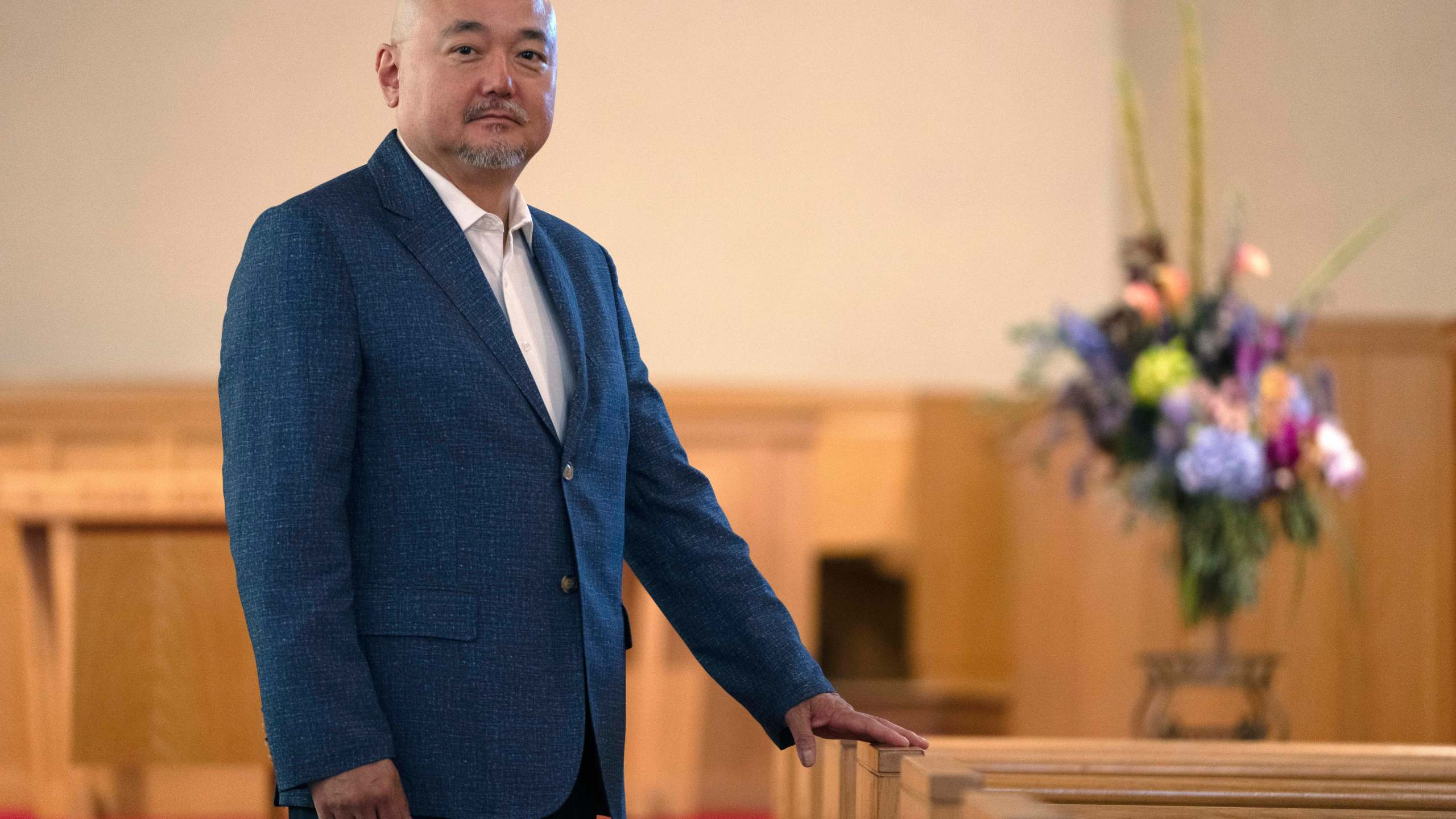 Dr. Soong-Chan Rah poses at the Korean Church of Boston, Saturday, Sept. 7, 2024, in Brookline, Mass. (AP Photo/Michael Dwyer)