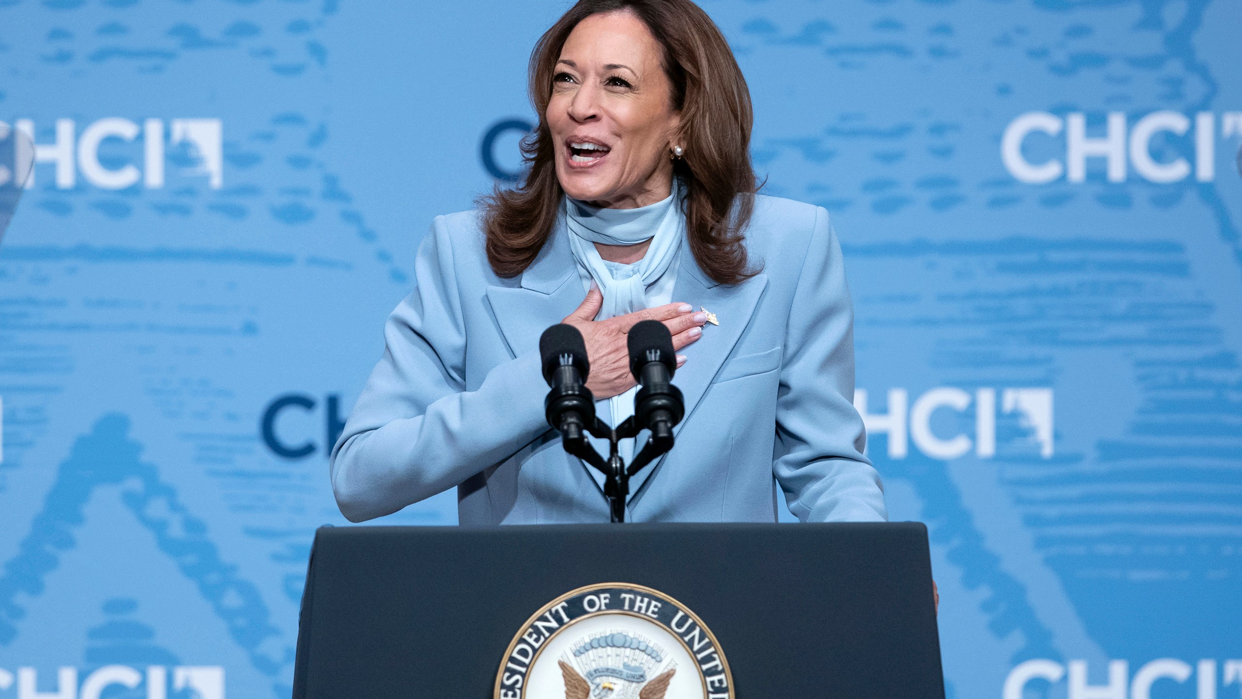 Democratic presidential nominee Vice President Kamala Harris speaks at Congressional Hispanic Caucus Institute (CHCI) Leadership Conference, at Ronald Reagan Building in Washington, Wednesday, Sept. 18, 2024. (AP Photo/Jose Luis Magana)