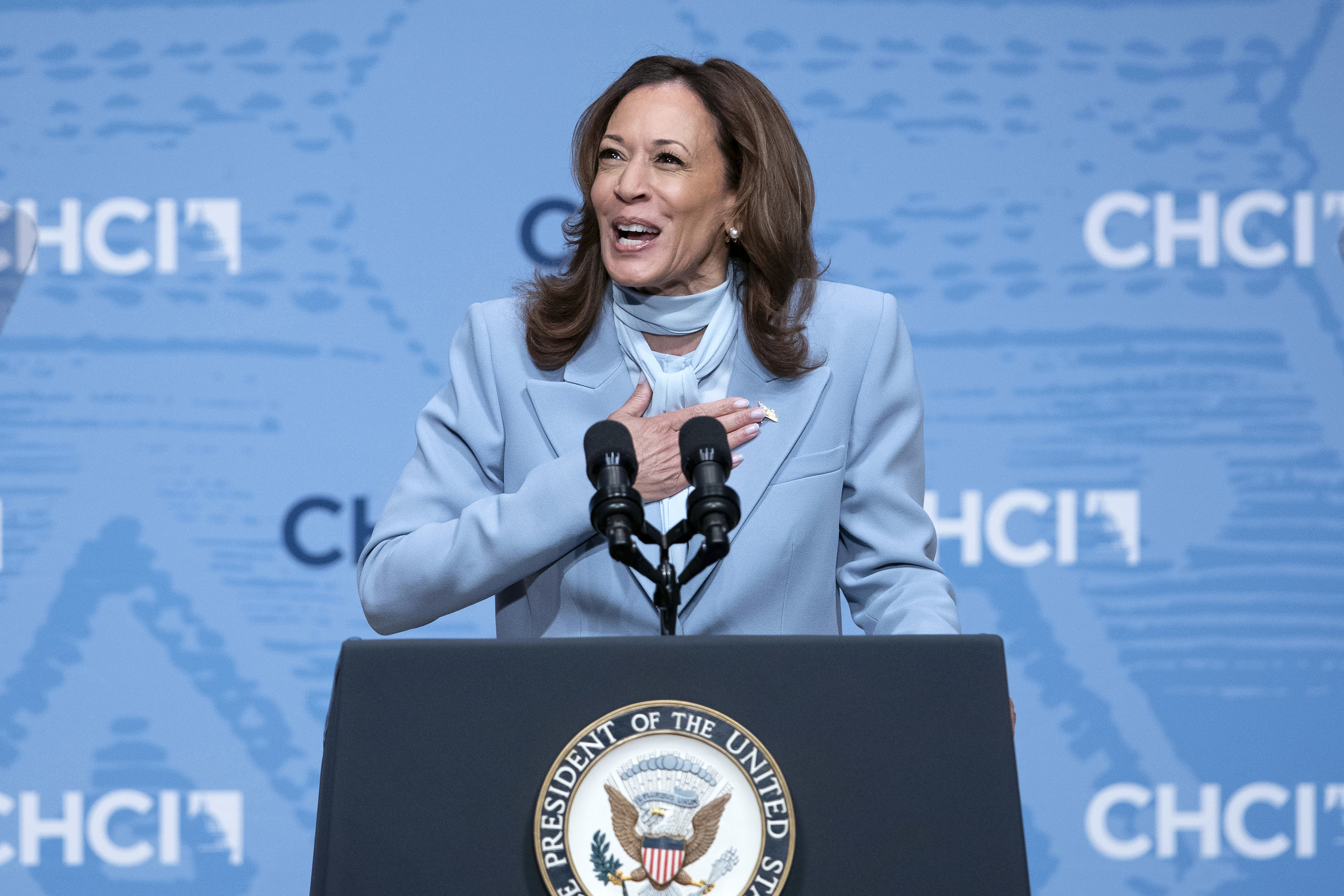 Democratic presidential nominee Vice President Kamala Harris speaks at Congressional Hispanic Caucus Institute (CHCI) Leadership Conference, at Ronald Reagan Building in Washington, Wednesday, Sept. 18, 2024. (AP Photo/Jose Luis Magana)