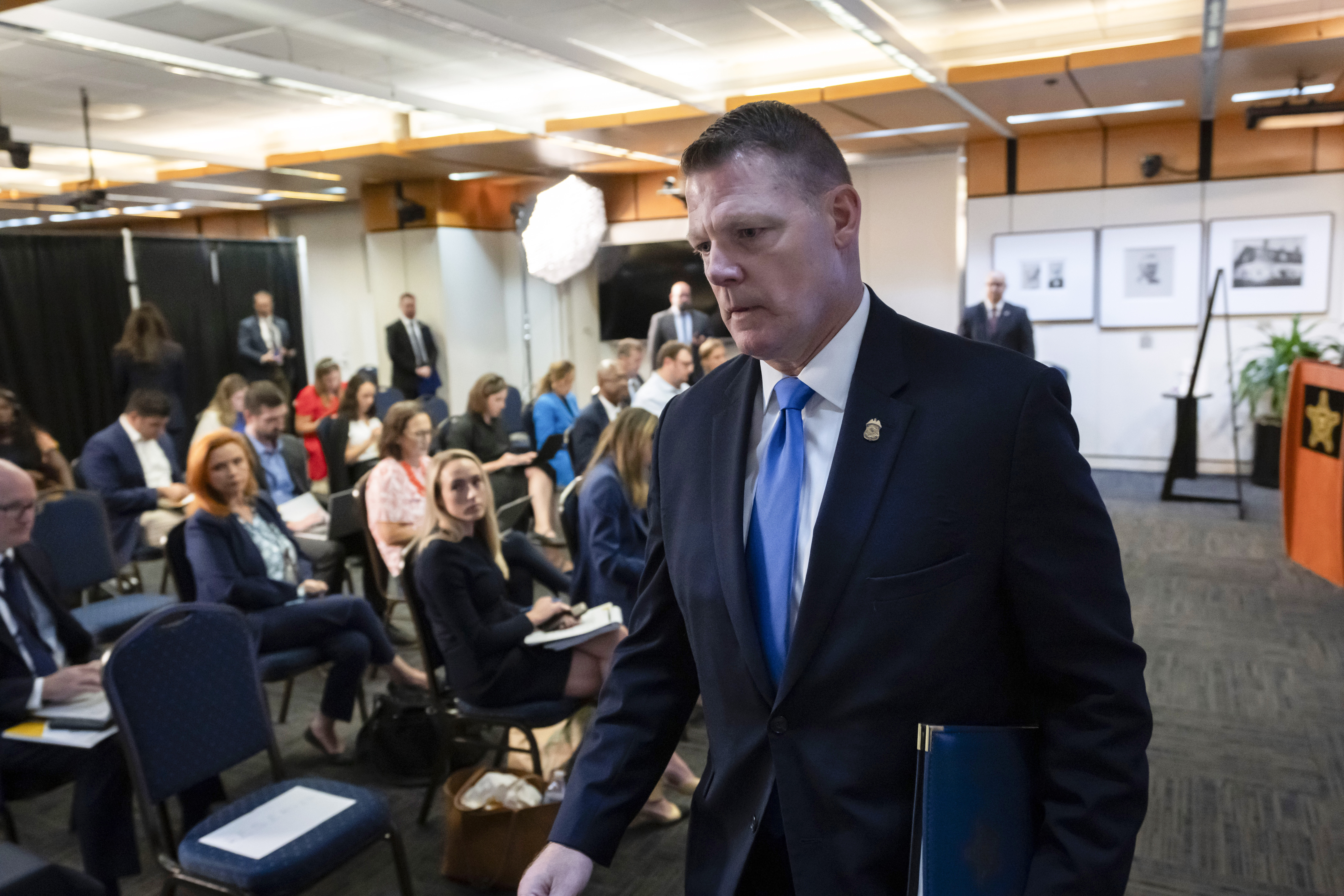 Ronald Rowe Jr., Acting Director of the U.S. Secret Service, leaves after speaking to journalists at the agency's headquarters in Washington, Friday, Sept. 20, 2024. (AP Photo/Ben Curtis, Pool)