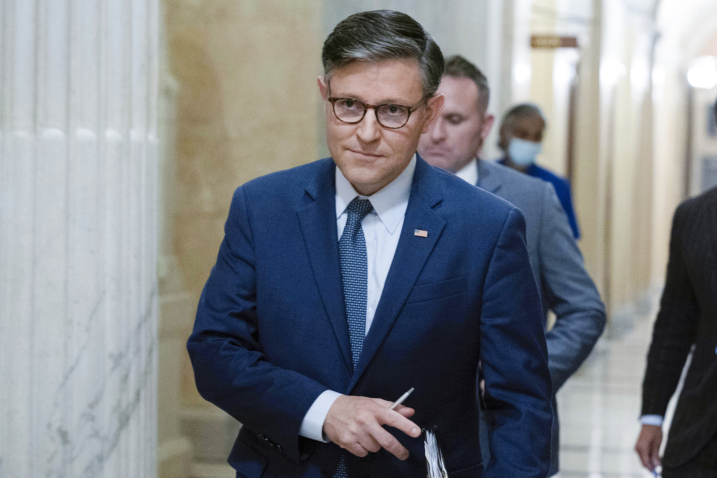 FILE - Speaker of the House Mike Johnson, R-La., walks to a meeting at the Capitol in Washington, Sept. 11, 2024. (AP Photo/Jose Luis Magana, File)