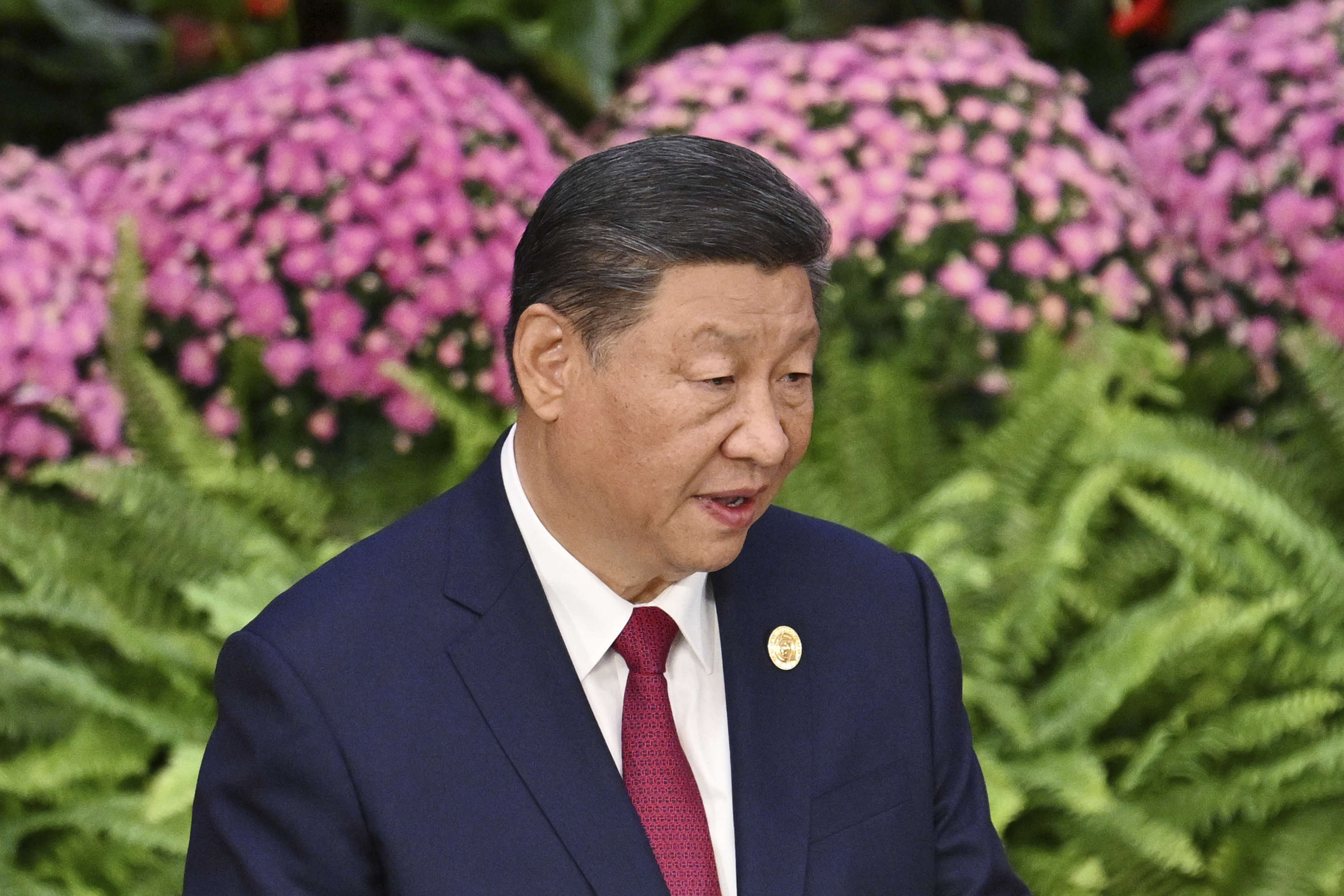 China's President Xi Jinping, speaks at the opening ceremony of the Forum on China-Africa Cooperation (FOCAC) at the Great Hall of the People in Beijing, Thursday, Sept. 5, 2024. (Greg Baker/Pool Photo via AP)