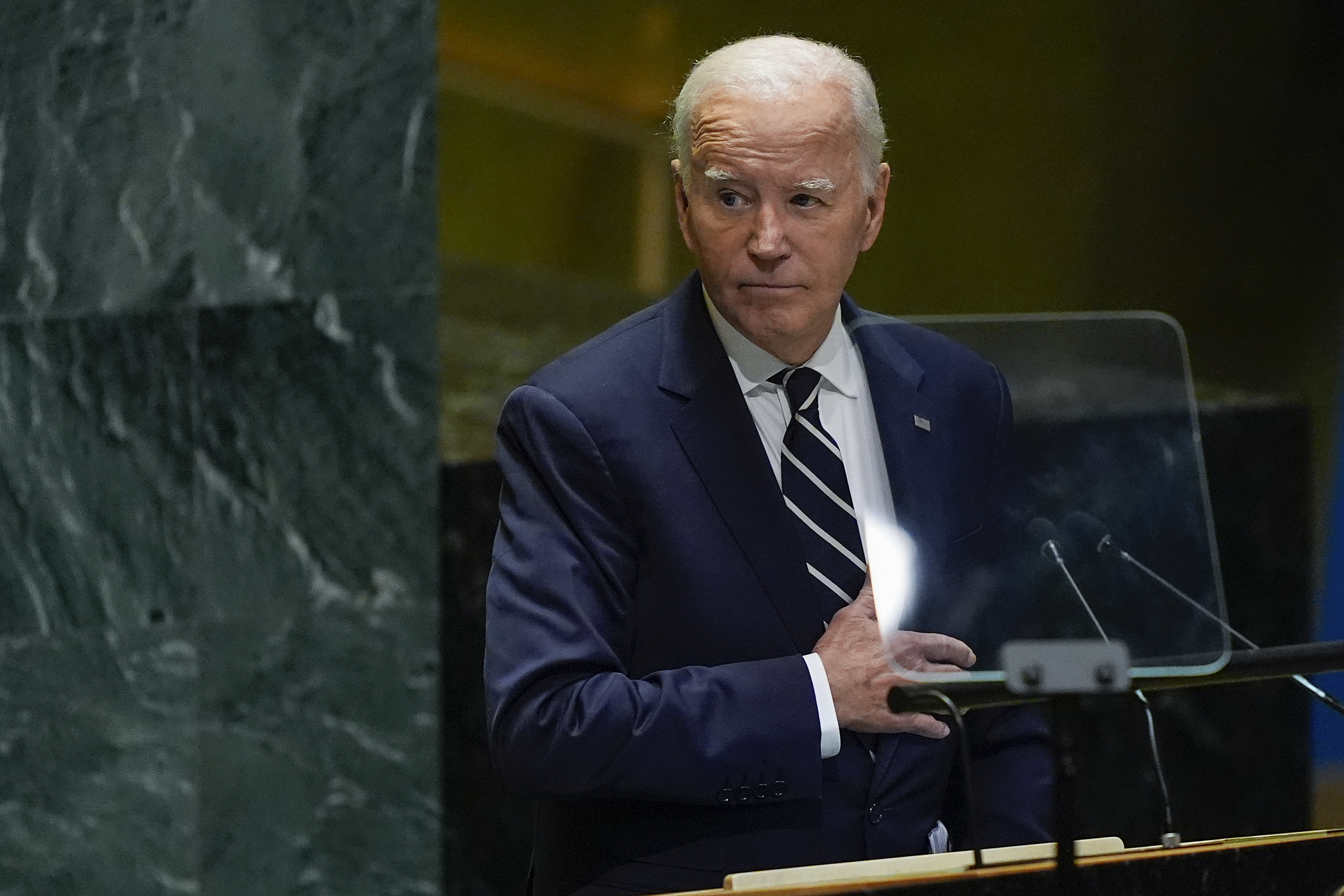 United States President Joe Biden addresses the 79th session of the United Nations General Assembly, Tuesday, Sept. 24, 2024, at UN headquarters. (AP Photo/Julia Demaree Nikhinson)