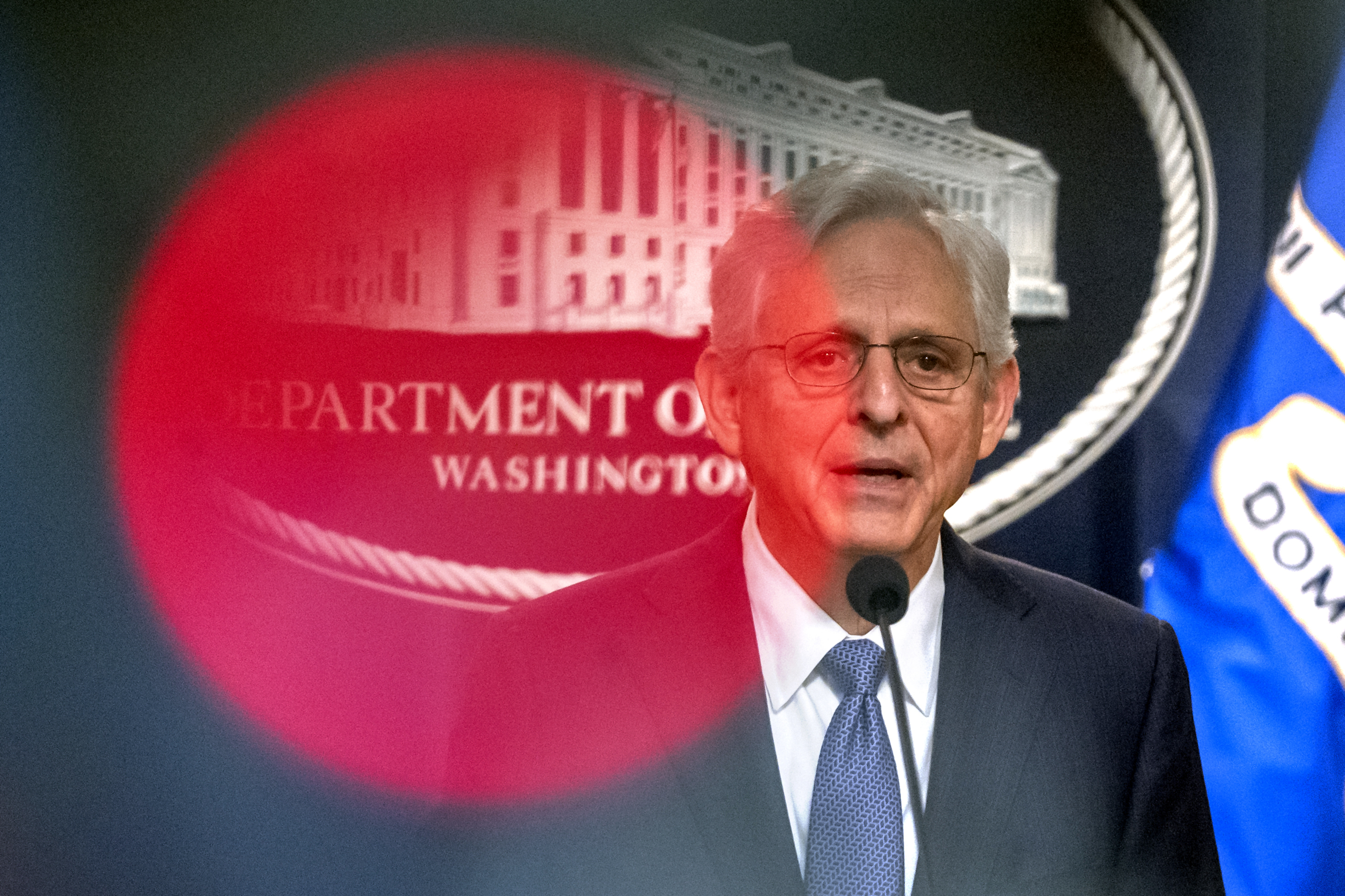 Attorney General Merrick Garland speaks during a news conference at the Department of Justice, Tuesday, Sept. 24, 2024, in Washington. (AP Photo/Mark Schiefelbein)