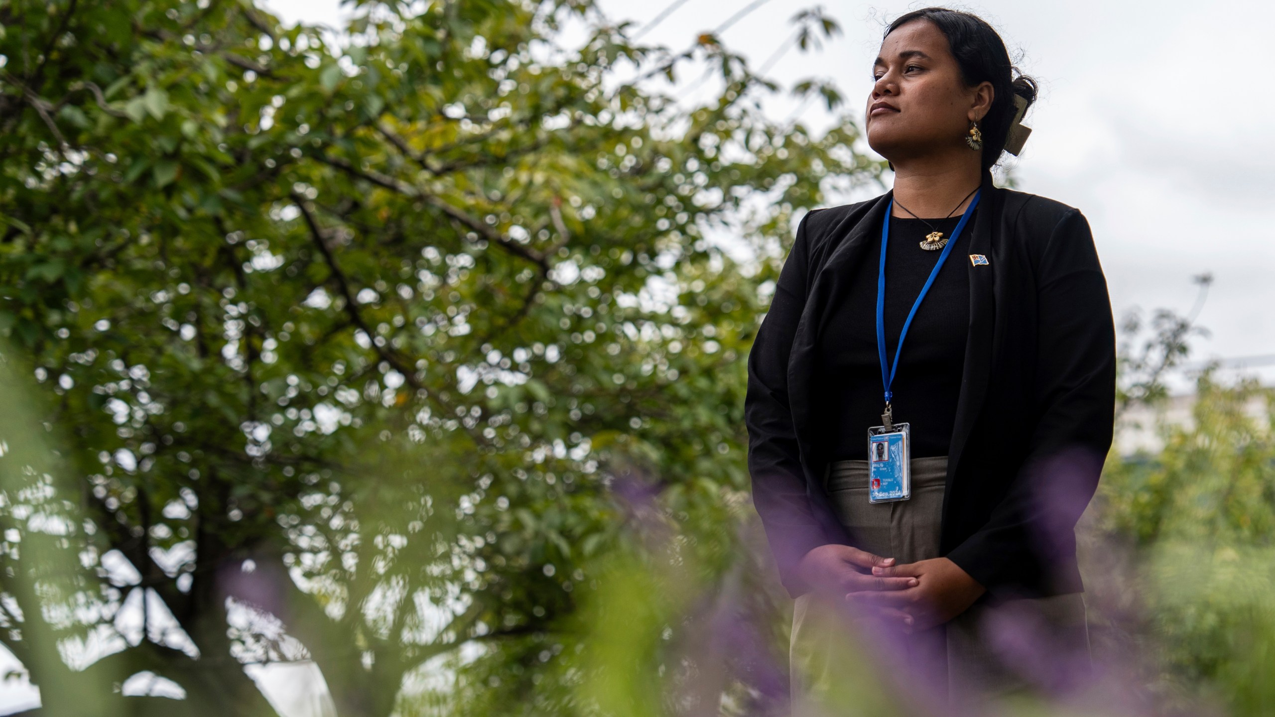 Grace Malie poses for a photo Monday, Sept. 23, 2024, at the United Nations headquarters. (AP Photo/Julia Demaree Nikhinson)