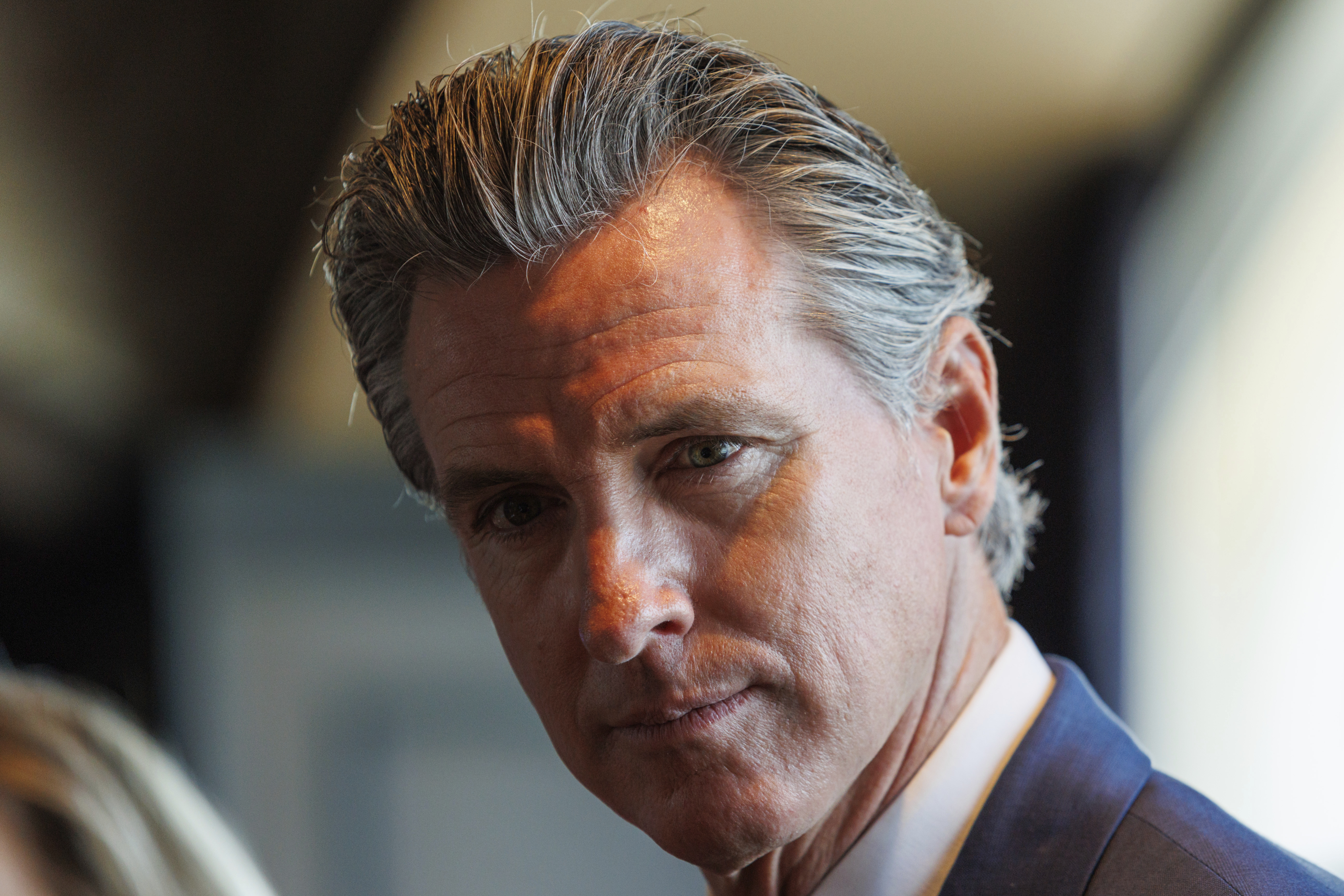 FILE - California Gov. Gavin Newsom meets with New Zealand Prime Minister Christopher Luxon and members of the California delegation at Oracle Park in San Francisco, July 12, 2024. (AP Photo/Juliana Yamada, Pool, File)