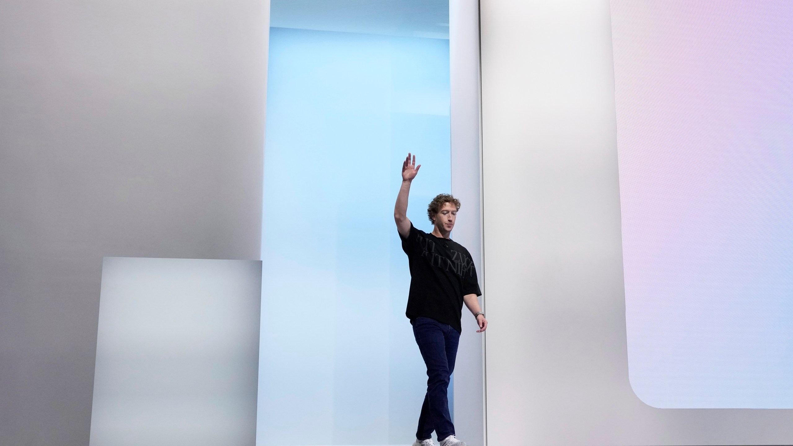 Mark Zuckerberg is introduced at the start of the Meta Connect conference, Wednesday, Sept. 25, 2024, in Menlo Park, Calif. (AP Photo/Godofredo A. Vásquez)