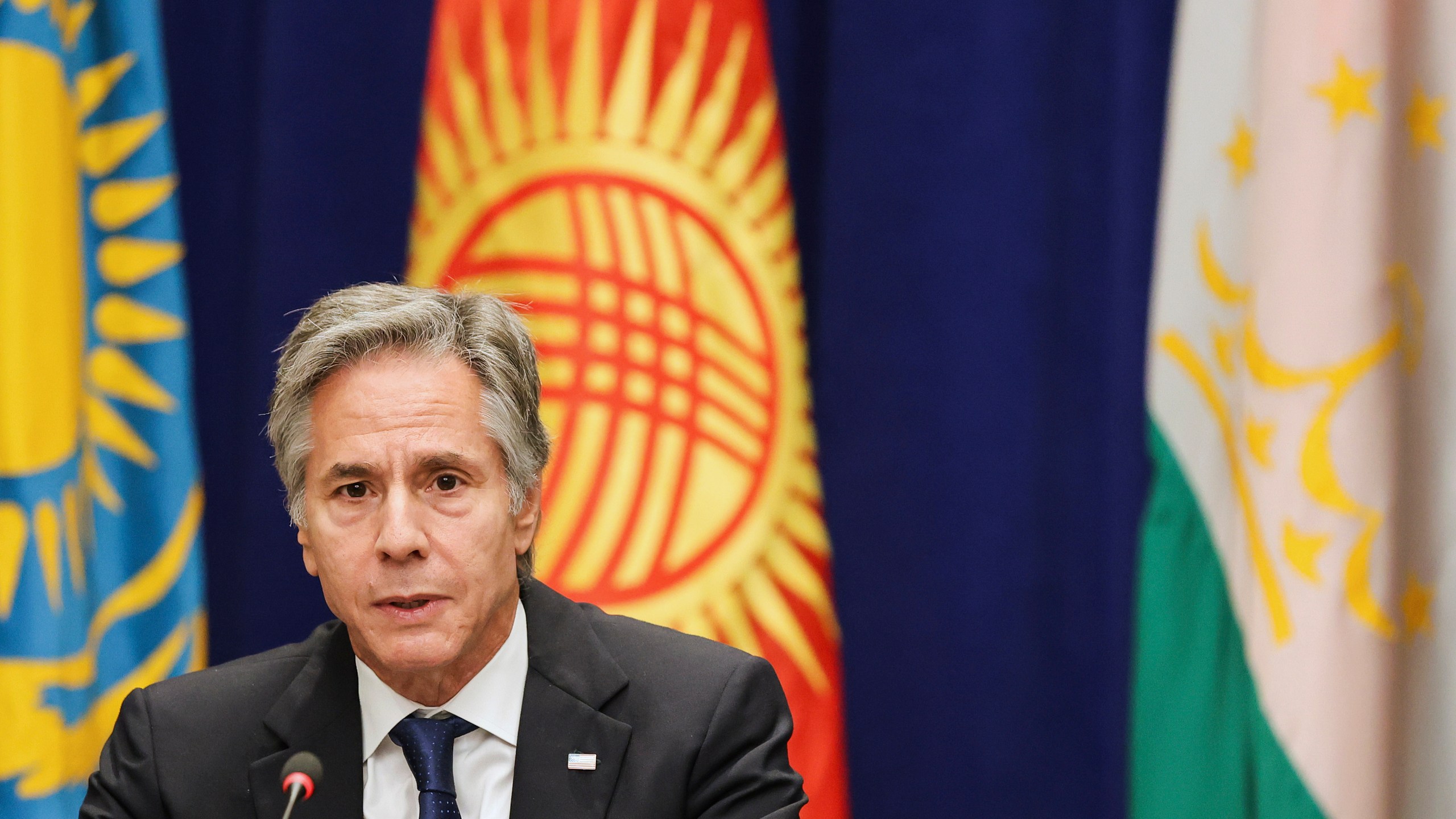 U.S. Secretary of State Antony J. Blinken speaks during a meeting with the Foreign Ministers of Kazakhstan, Kyrgyz Republic, Tajikistan, Turkmenistan, and Uzbekistan, Friday, Sept. 27, 2024, in New York. (AP Photo/Heather Khalifa, Pool)