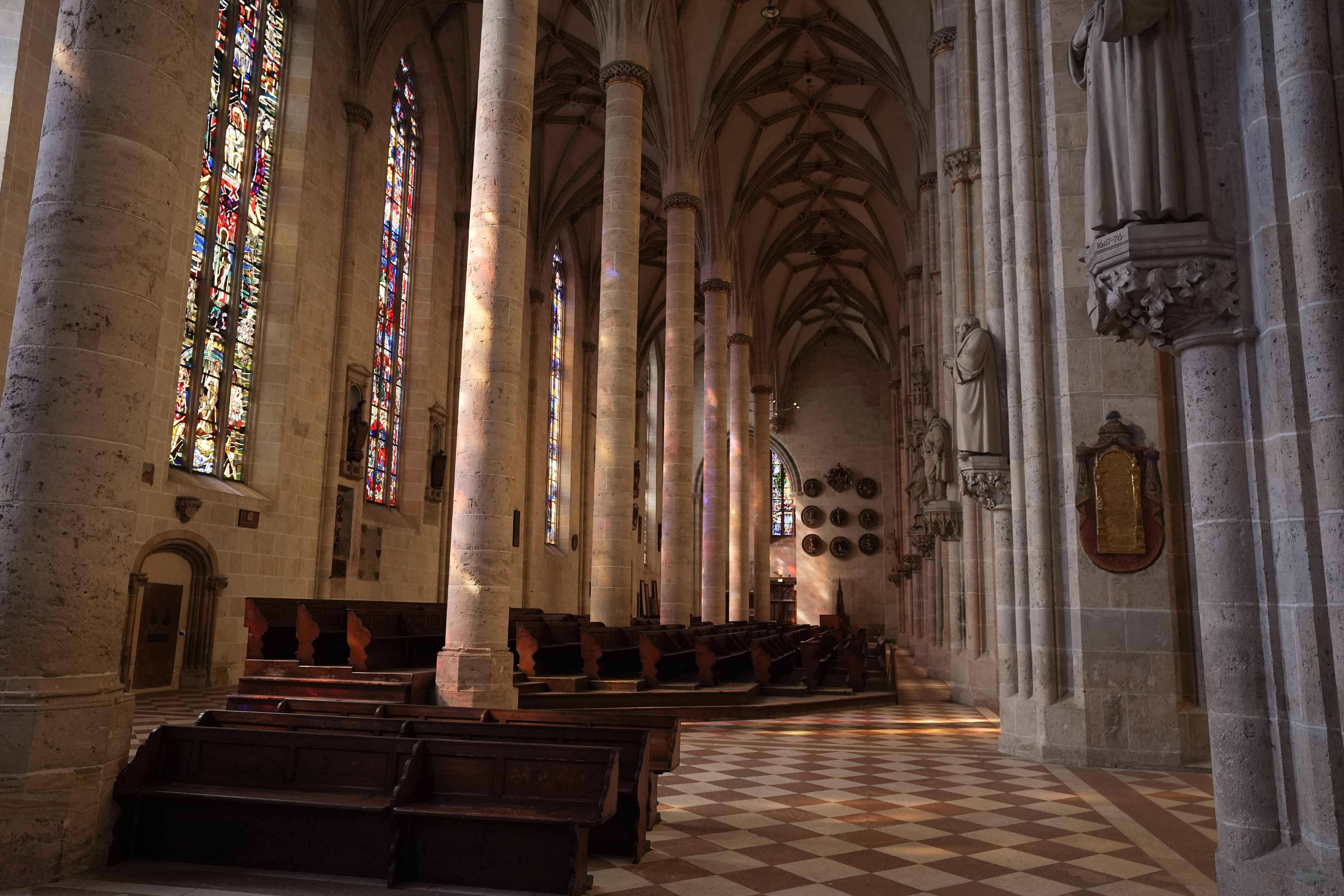 Interior view of Ulmer Münster, the world's tallest church, in Ulm, Germany, Wednesday, Sept. 18, 2024. (AP Photo/Matthias Schrader)