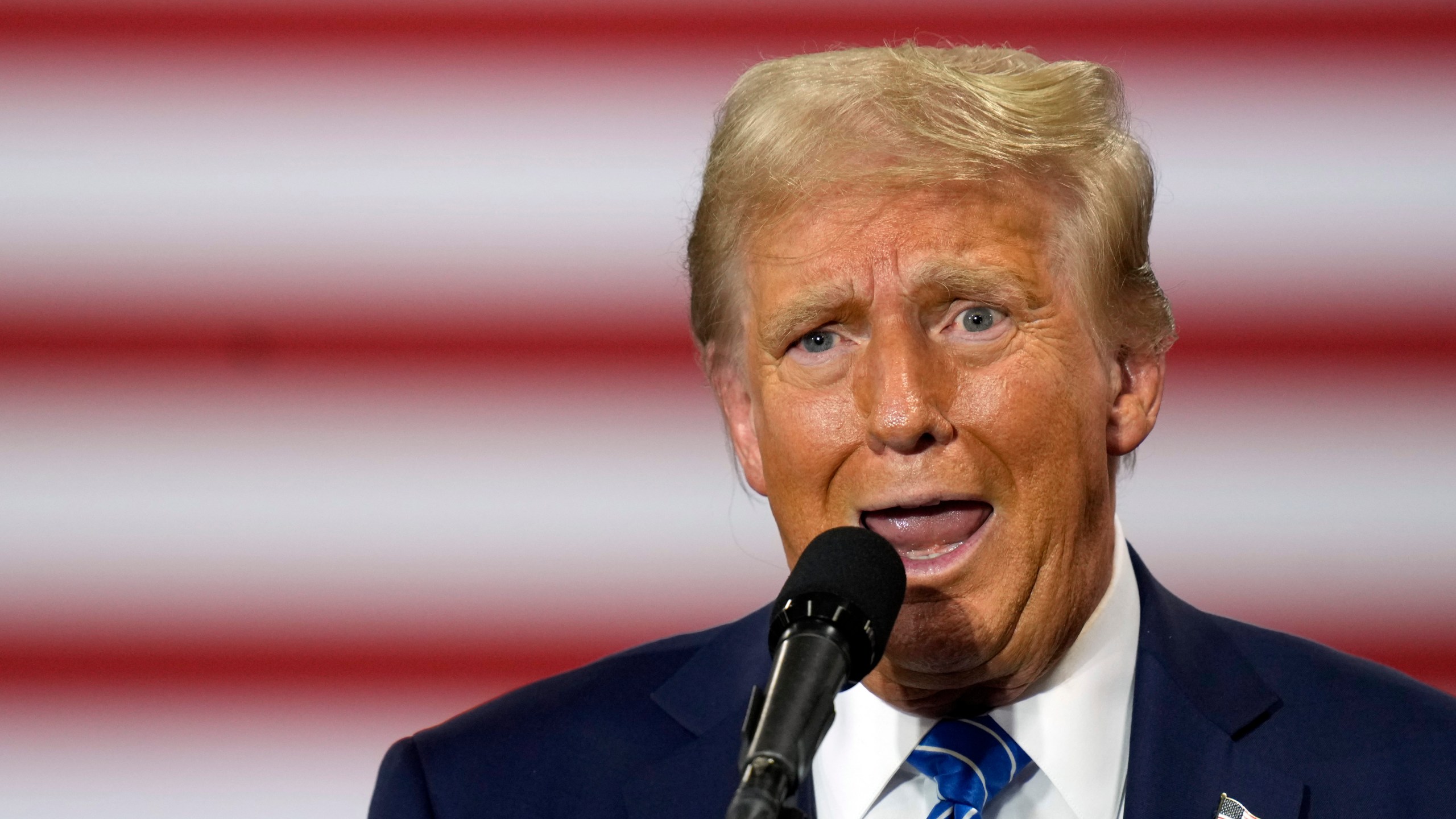 Republican presidential nominee former President Donald Trump speaks at a campaign event at Dane Manufacturing, Tuesday, Oct. 1, 2024, in Waunakee, Wis. (AP Photo/Charlie Neibergall)