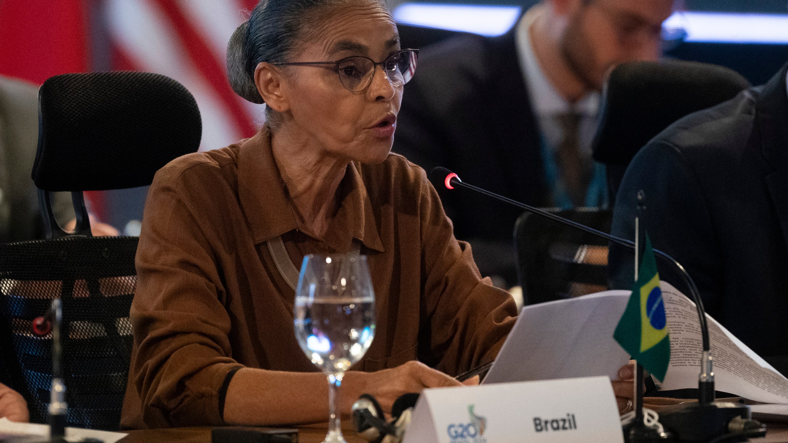 Brazilian Environment Minister Marina Silva attends the G20 environment and sustainability ministerial meeting in Rio de Janeiro, Brazil, Thursday, Oct. 3, 2024. (AP Photo/Bruna Prado)