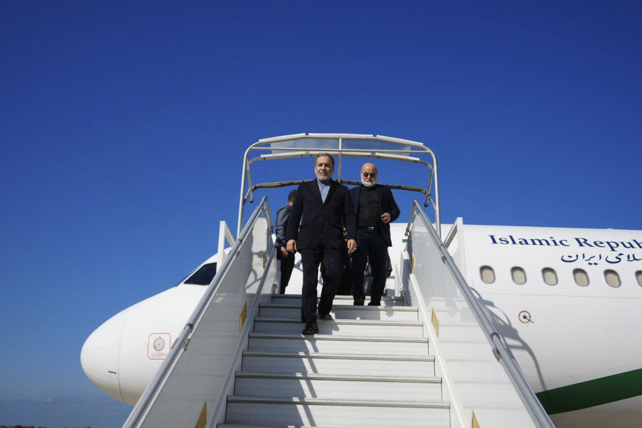 In this photo released by Iranian Foreign Ministry, Iranian Foreign Minister Abbas Araghchi steps out of his plane upon arrival at Beirut, Lebanon, Friday, Oct. 4, 2024. (Iranian Foreign Ministry via AP)