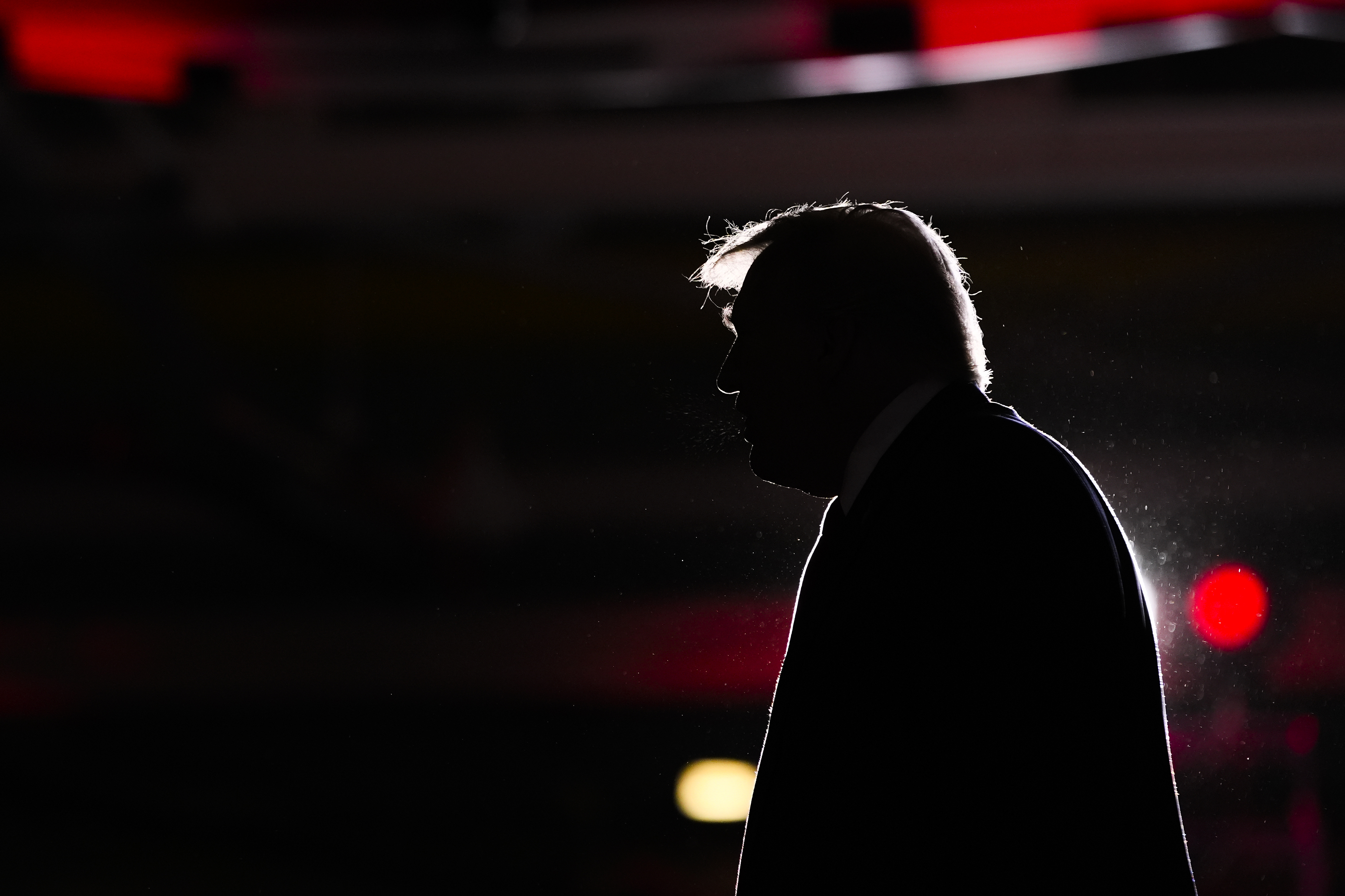 Republican presidential nominee former President Donald Trump walks from the stage at a campaign event at the Ryder Center at Saginaw Valley State University, Thursday, Oct. 3, 2024, in University Center, Mich. (AP Photo/Alex Brandon)