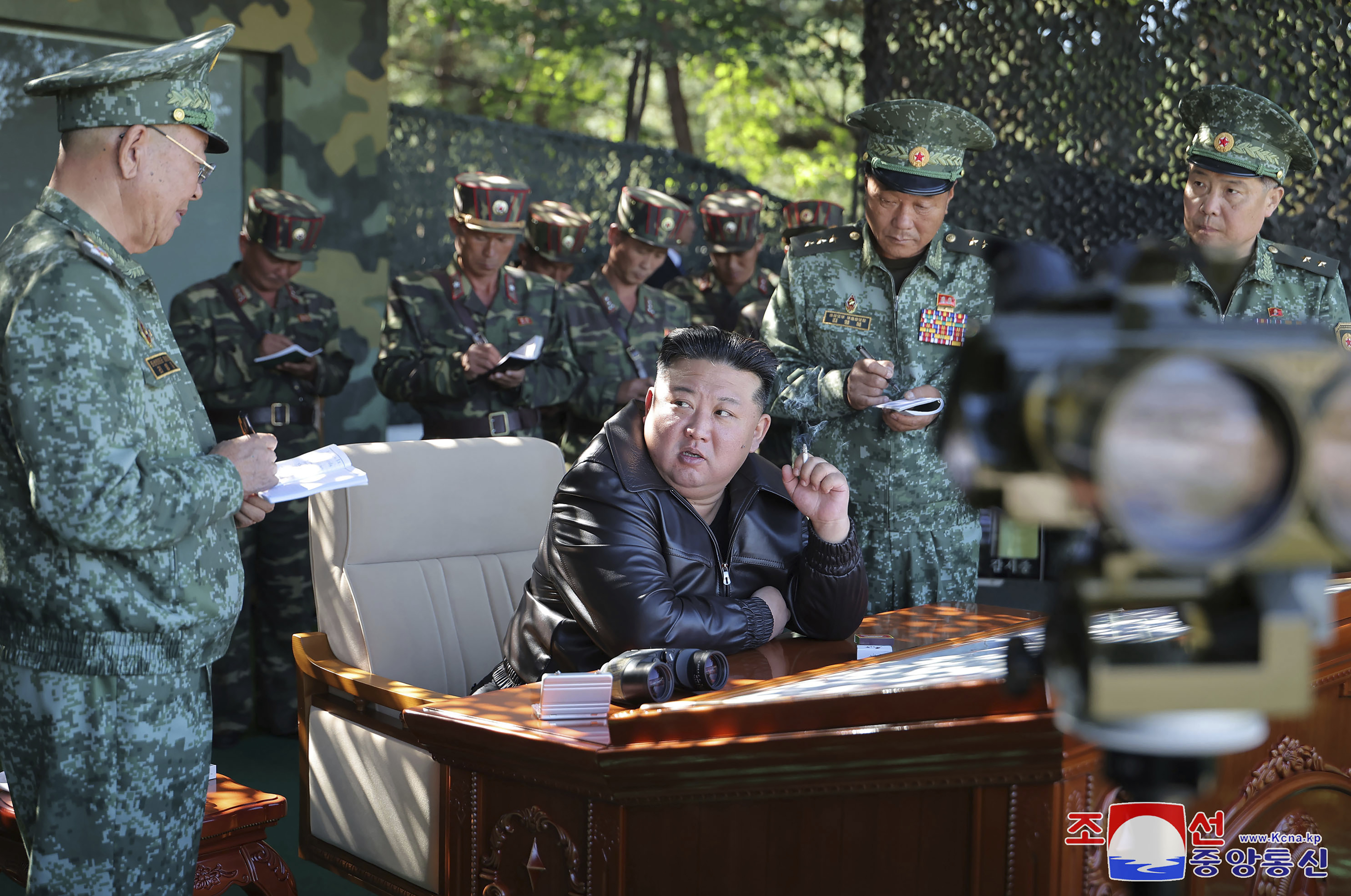 FILE - In this photo provided by the North Korean government, North Korean leader Kim Jong Un, center, visits a special operation forces unit at a western district in North Korea, Wednesday, Oct. 2, 2024. Independent journalists were not given access to cover the event depicted in this image distributed by the North Korean government. The content of this image is as provided and cannot be independently verified. Korean language watermark on image as provided by source reads: "KCNA" which is the abbreviation for Korean Central News Agency. (Korean Central News Agency/Korea News Service via AP, File)