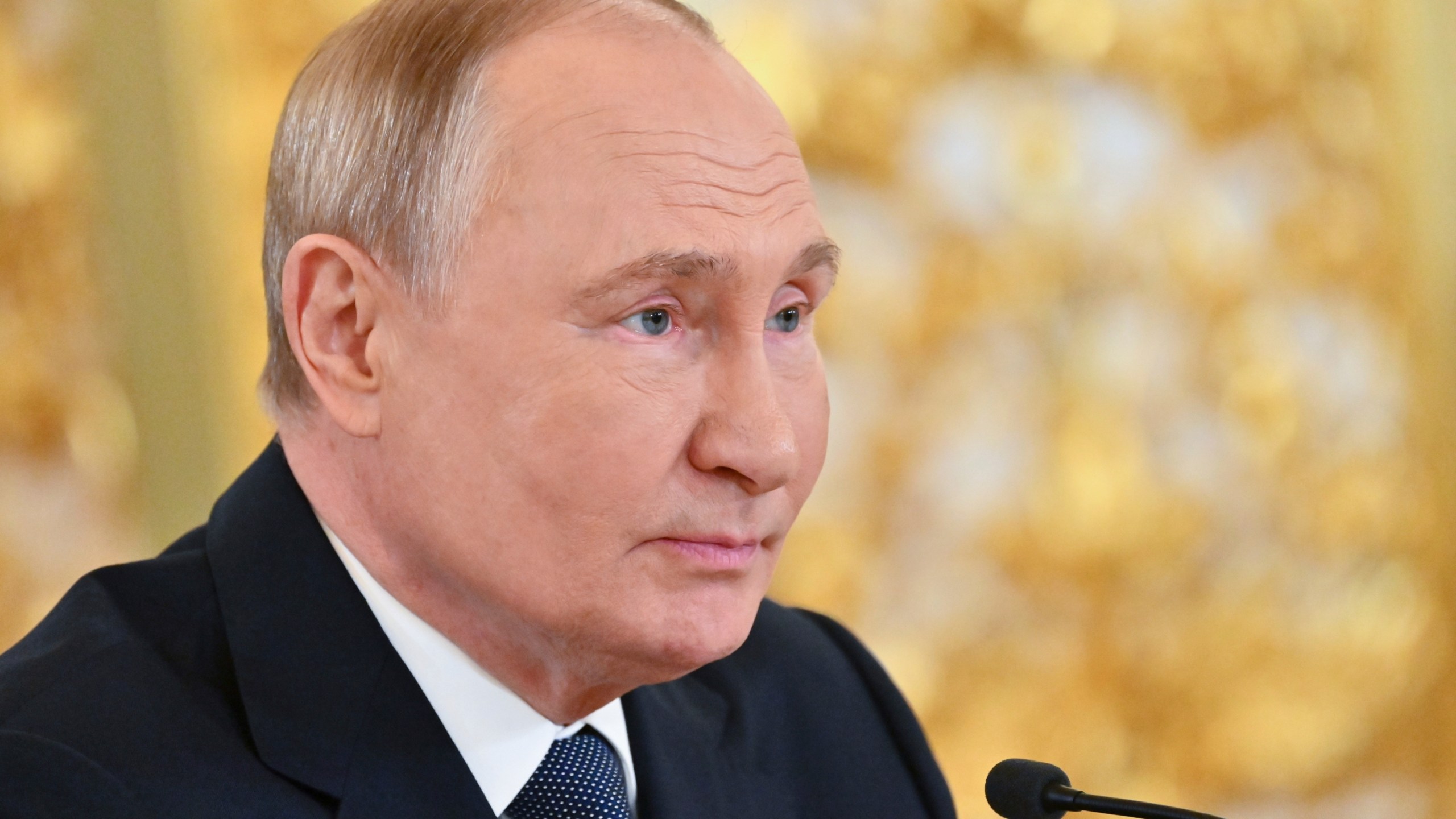 Russian President Vladimir Putin speaks during a meeting of the heads of states of the Commonwealth of Independent States (CIS) at the Kremlin in Moscow, Russia, Tuesday, Oct. 8, 2024. (Kristina Kormilitsyna, Sputnik, Kremlin Pool Photo via AP)