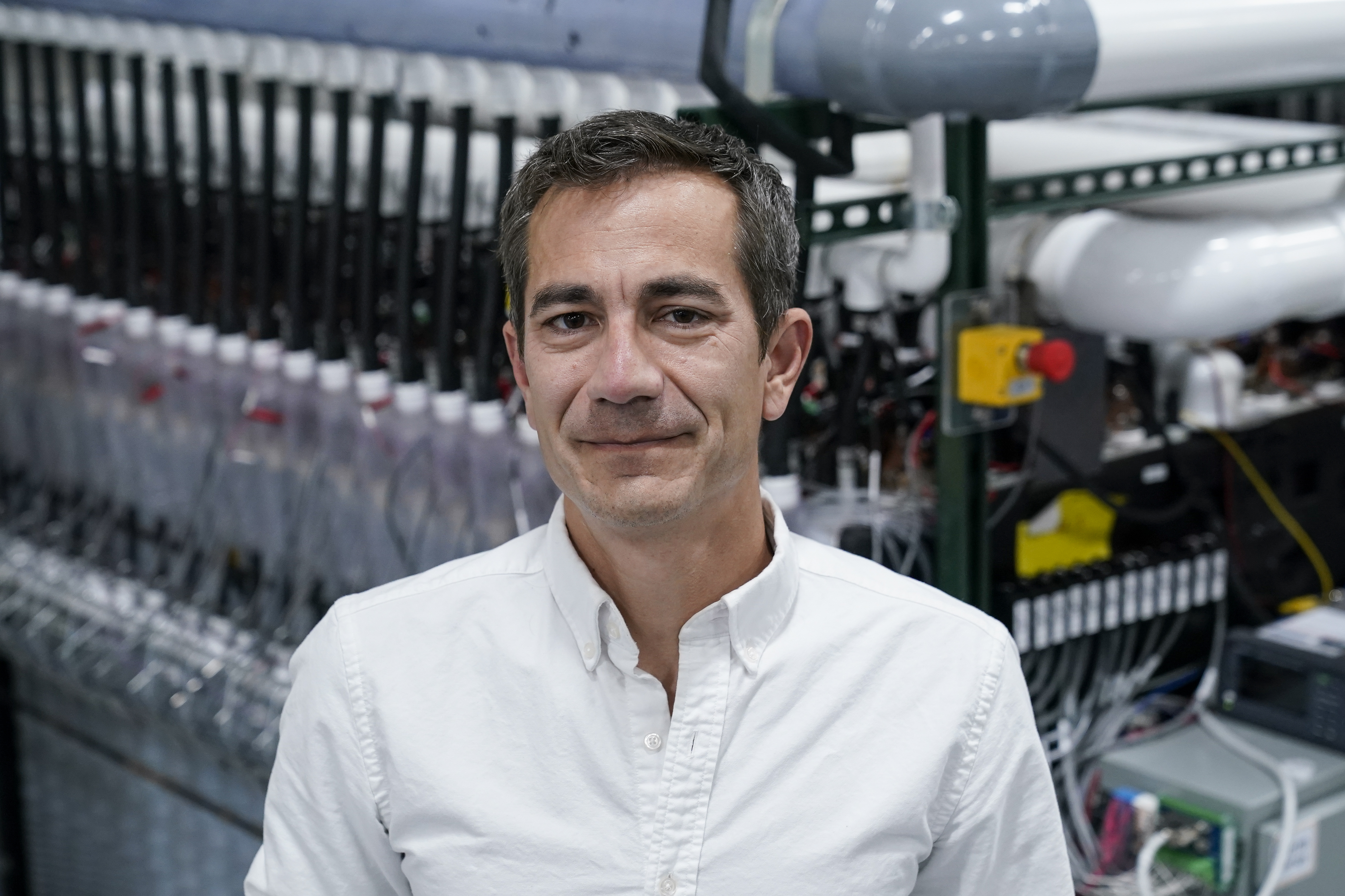 FILE - Mateo Jaramillo, CEO and co-founder of Form Energy, poses for a photograph inside the company's lab, June 8, 2023, in Berkeley, Calif. (AP Photo/Godofredo A. Vásquez, File)