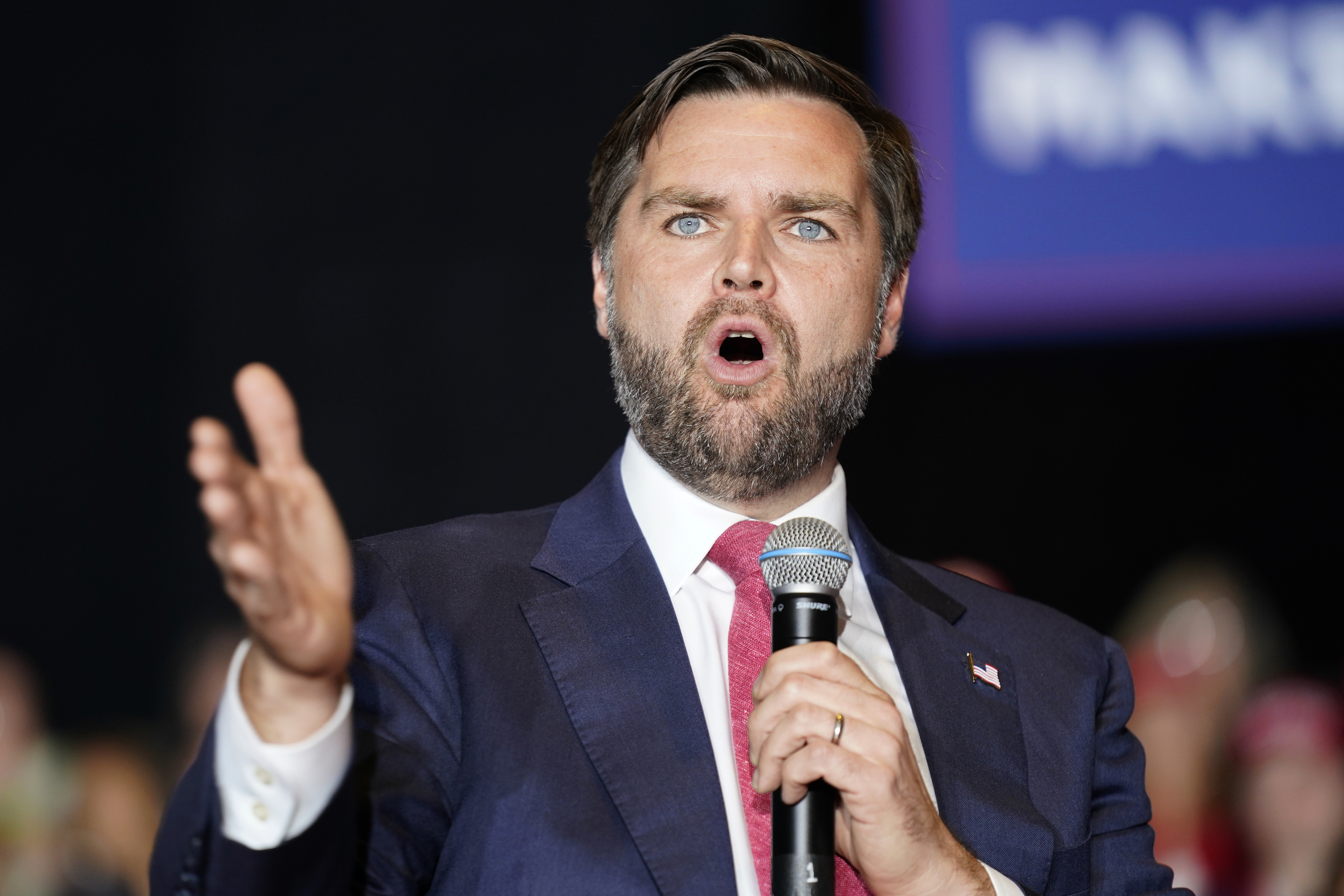 Republican vice president nominee Sen. JD Vance, R-Ohio, speaks during a campaign event in Greensboro, N.C., Thursday, Oct. 10, 2024. (AP Photo/Chuck Burton)