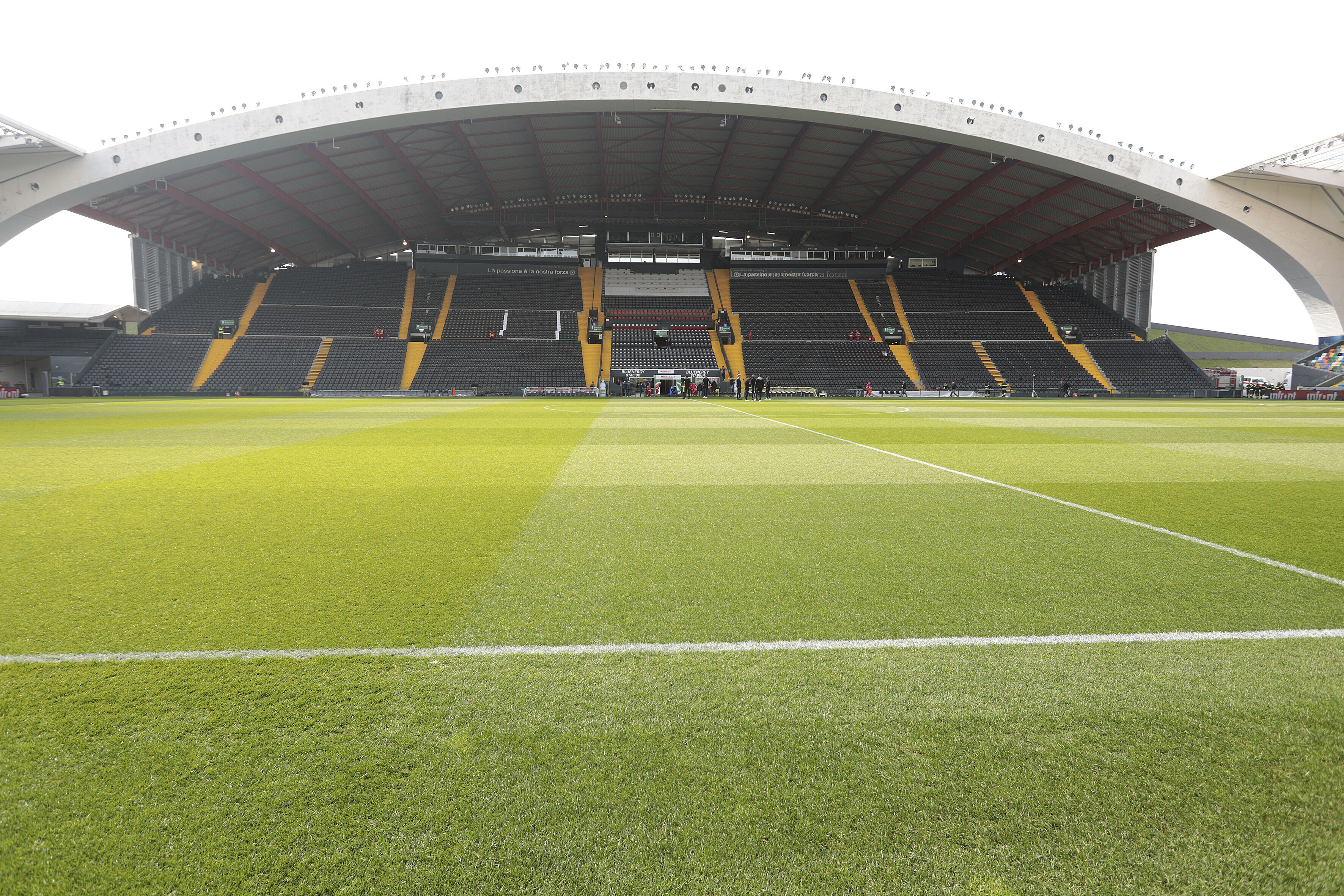 A view of the Stadio Friuli, in Udine, Italy, March 16, 2024, where the Nations League soccer match between Italy and Israel will be held on Monday, Oct. 14, 2024. (Andrea Bressanutti /LaPresse via AP)