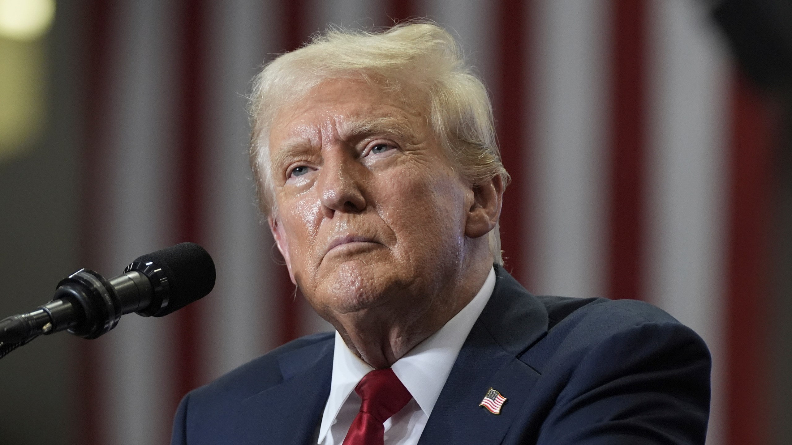 FILE - Republican presidential candidate former President Donald Trump speaks at a campaign rally, Saturday, July 27, 2024, in St. Cloud, Minn. (AP Photo/Alex Brandon, File)