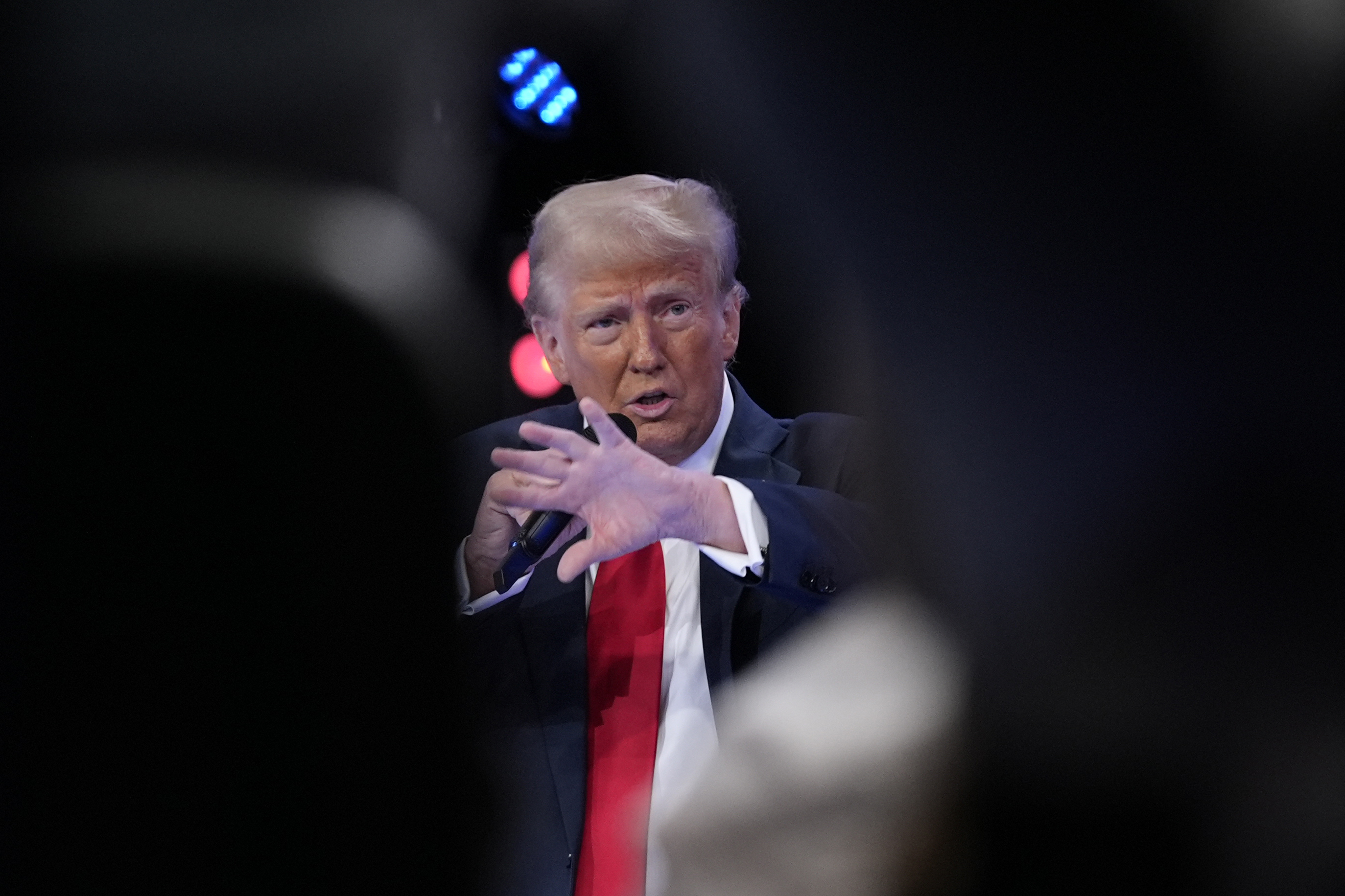 Republican presidential nominee former President Donald Trump speaks during a Univision town hall, Wednesday, Oct. 16, 2024, in Doral, Fla. (AP Photo/Alex Brandon)