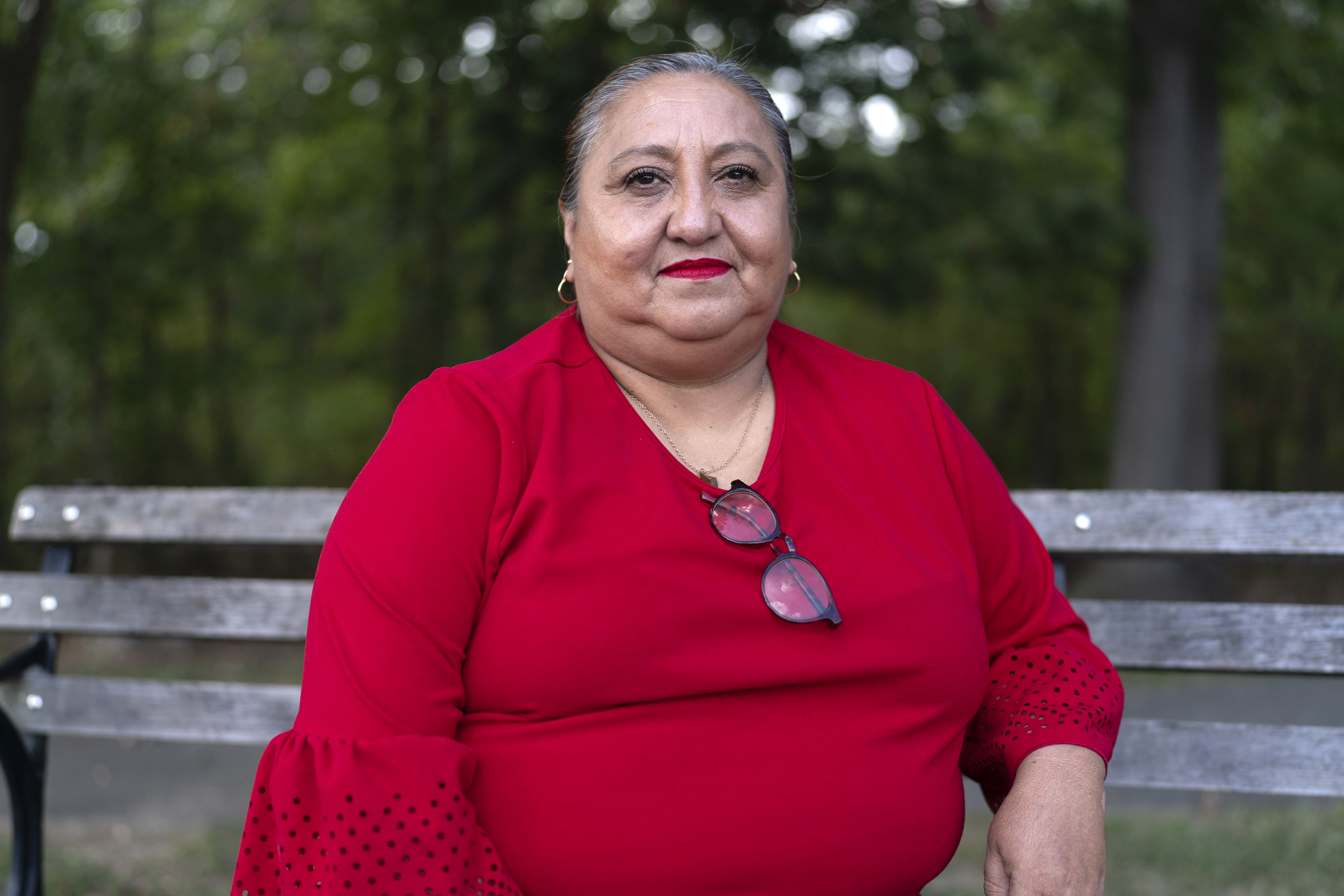 Ingrid Vaca poses for a photograph in Arlington, Va.,Wednesday, Oct. 16, 2024. (AP Photo/Jose Luis Magana)