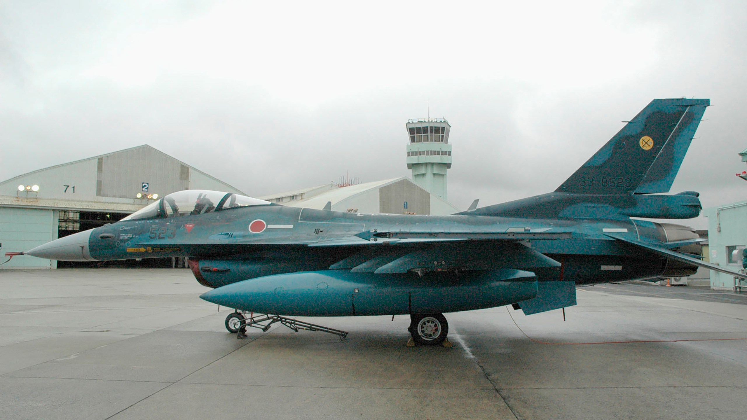 FILE - A F-2 fighter of Japan Air Self-Defense Force is seen at Tsuiki base, Fukuoka prefecture, southern Japan in March 2010. (Kyodo News via AP, File)