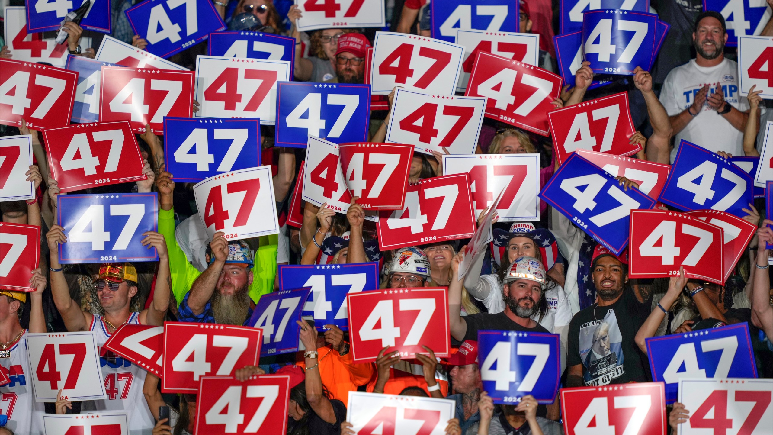 Supporters cheer before Republican presidential nominee former President Donald Trump speaks at a campaign rally at Greensboro Coliseum, Tuesday, Oct. 22, 2024, in Greensboro, N.C. (AP Photo/Julia Demaree Nikhinson)