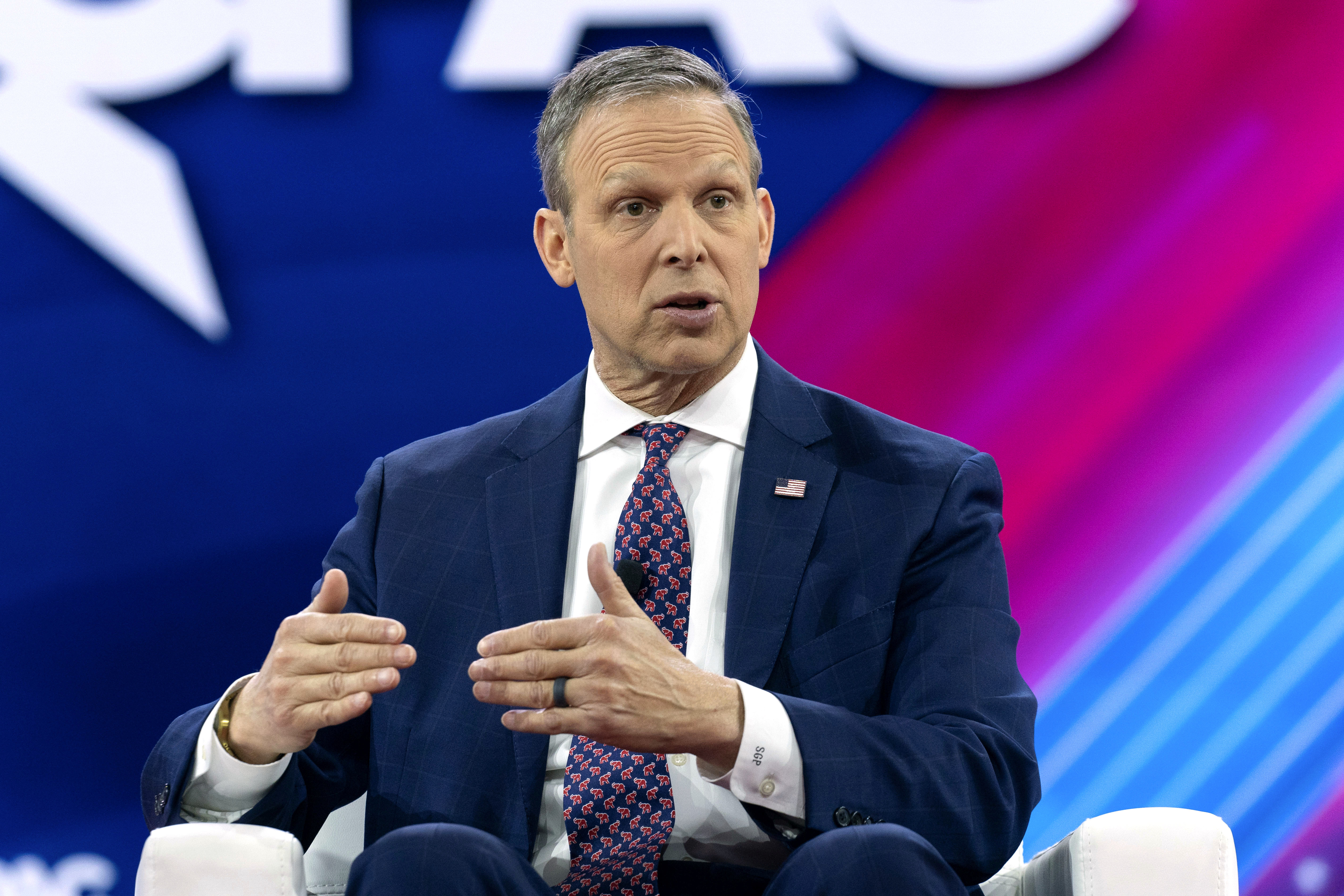 FILE - Rep. Scott Perry, R-Pa., speaks during the Conservative Political Action Conference, CPAC 2024, at the National Harbor in Oxon Hill, Md., Feb. 22, 2024. (AP Photo/Jose Luis Magana, File)