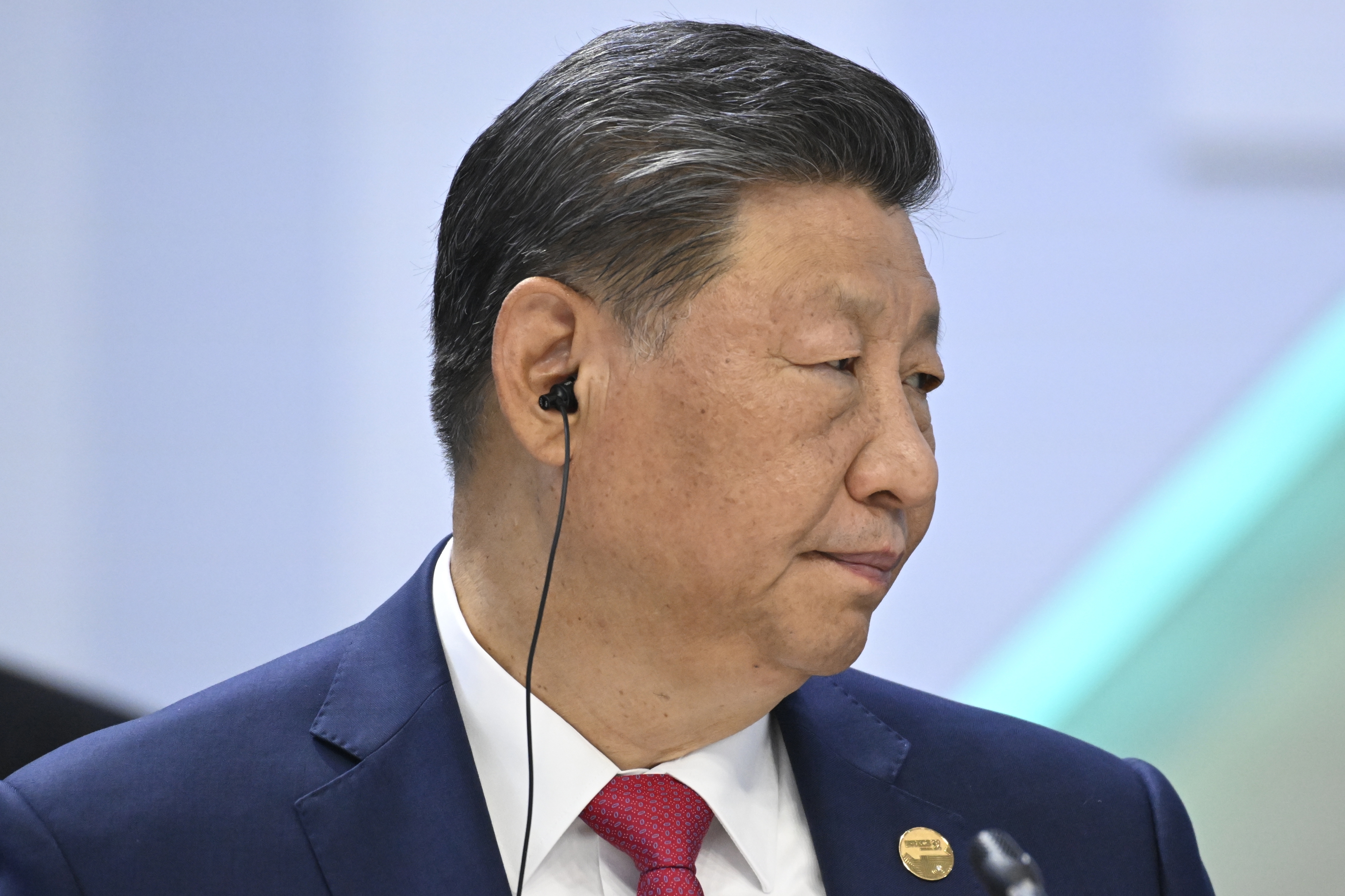 Chinese President Xi Jinping attends the BRICS Summit narrow format session in Kazan, Russia, Wednesday, Oct. 23, 2024. (Alexander Nemenov, Pool Photo via AP)