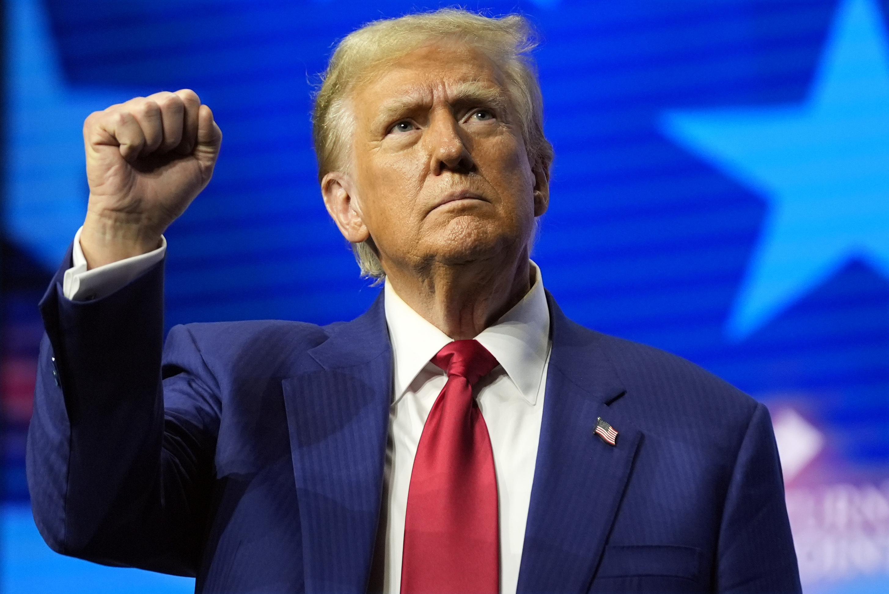 Republican presidential nominee former President Donald Trump gestures at a campaign rally Wednesday, Oct. 23, 2024, in Duluth, Ga. (AP Photo/Alex Brandon)