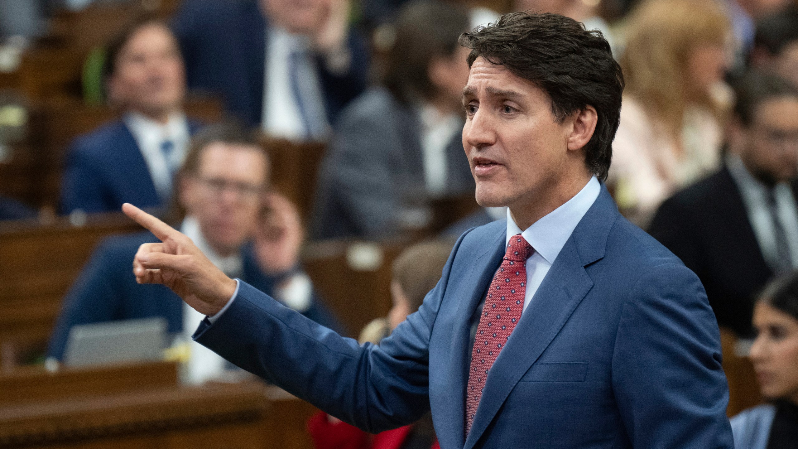 Canada Prime Minister Justin Trudeau responds to a question during Question Period, in Ottawa, Wednesday, Oct. 23, 2024. (Adrian Wyld/The Canadian Press via AP)