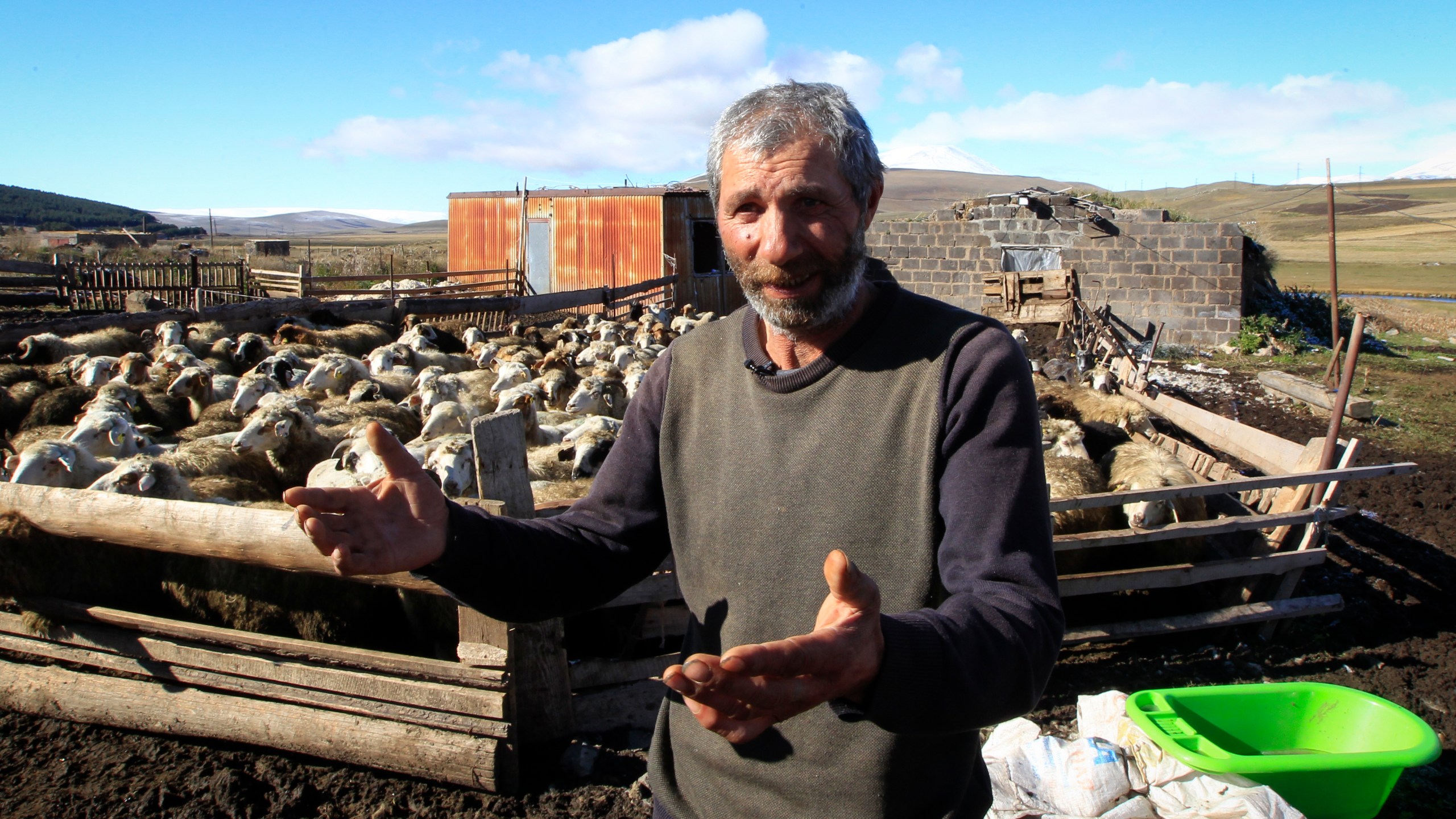 Vahan Agayan speaks to The Associated Press during an interview in the Javakheti region, in Georgia, Tuesday, Oct. 22, 2024. (AP Photo/Shakh Aivazov)