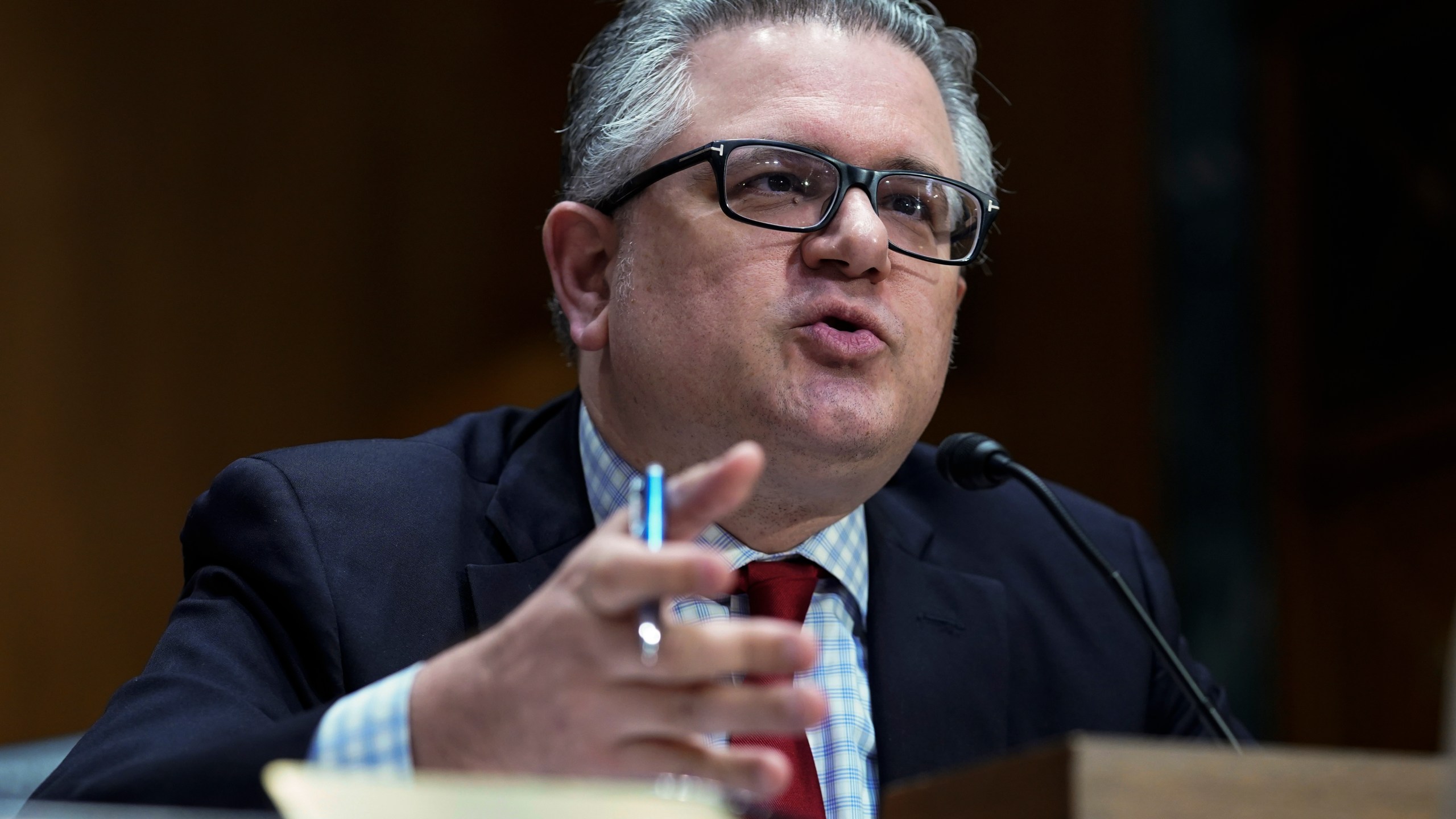 FILE - Mark Calabria, director of the Federal Housing Finance Agency, speaks during a Senate Finance Committee hearing on March 7, 2023, on Capitol Hill in Washington. (AP Photo/Mariam Zuhaib, File)