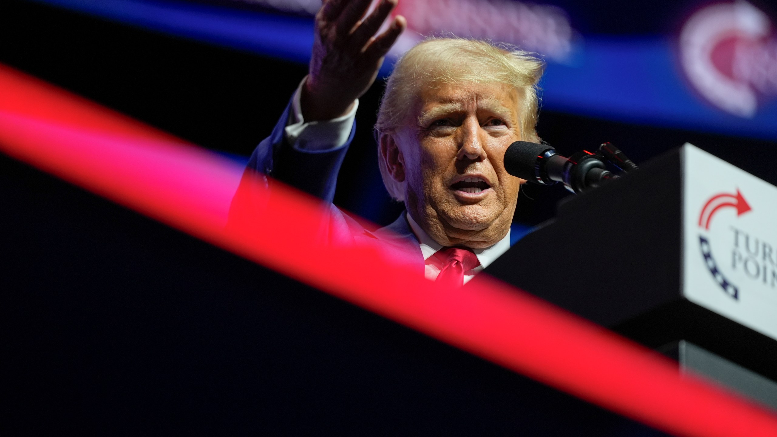 Republican presidential nominee former President Donald Trump speaks during a campaign rally at Thomas & Mack Center, Thursday, Oct. 24, 2024, in Las Vegas. (AP Photo/Alex Brandon)