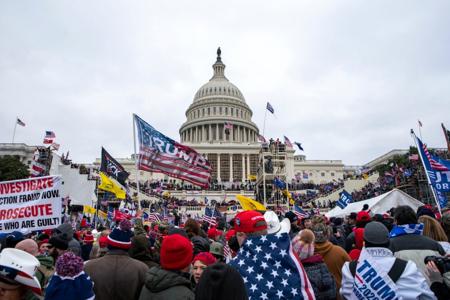 FILE - Rioters loyal to President Donald Trump rally at the U.S. Capitol in Washington on Jan. 6, 2021. (AP Photo/Jose Luis Magana, File)