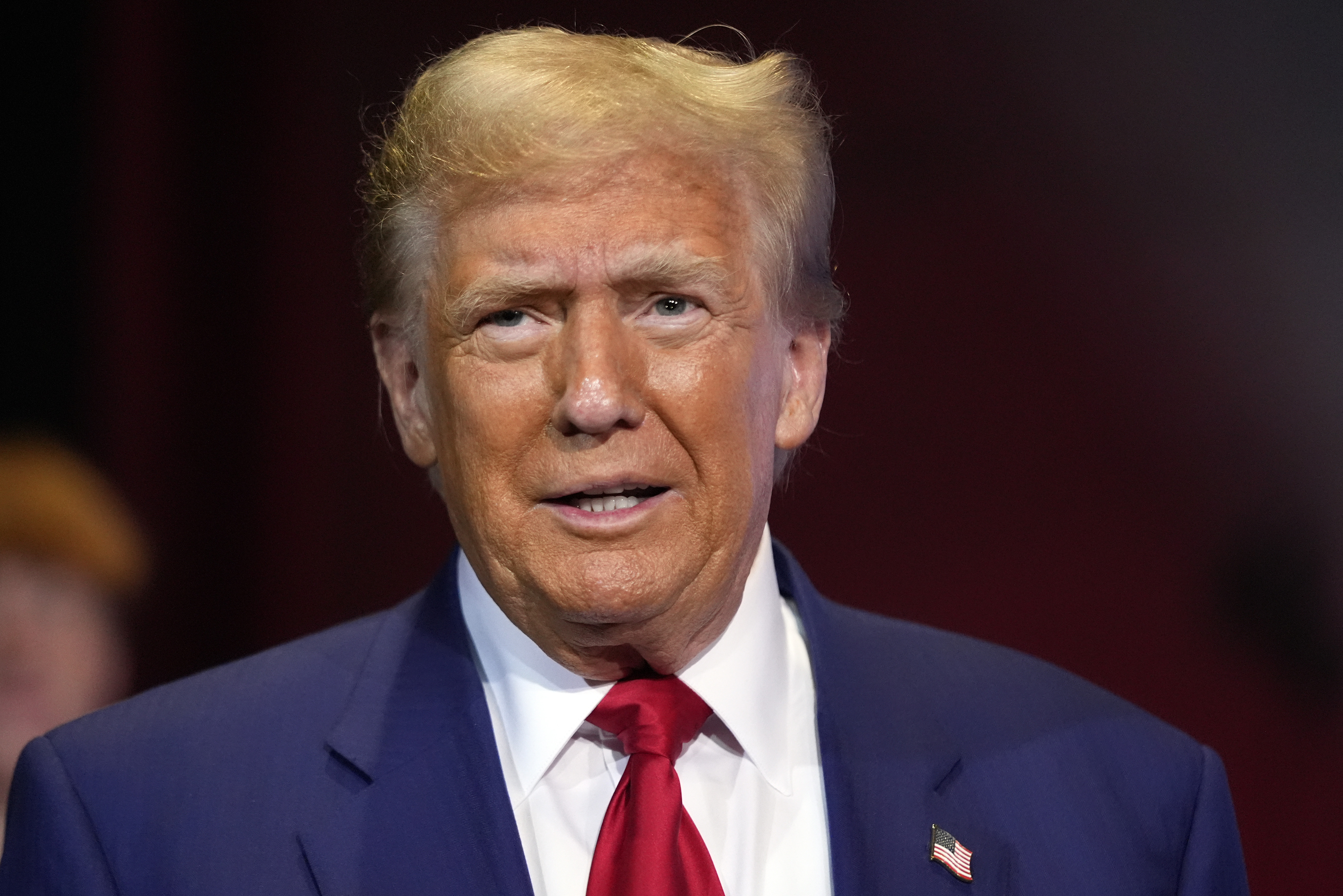 Republican presidential nominee former President Donald Trump speaks at a faith town hall with Georgia Lt. Gov. Burt Jones at Christ Chapel Zebulon, Wednesday, Oct. 23, 2024, in Zebulon, Ga. (AP Photo/Alex Brandon)