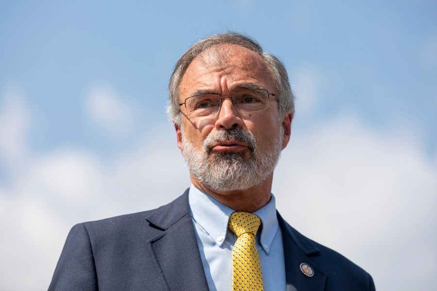 FILE - U.S. Rep. Andy Harris, R-Md., discusses an infrastructure bill during a news conference on Capitol Hill in Washington, Aug. 23, 2021. (AP Photo/Amanda Andrade-Rhoades, File)