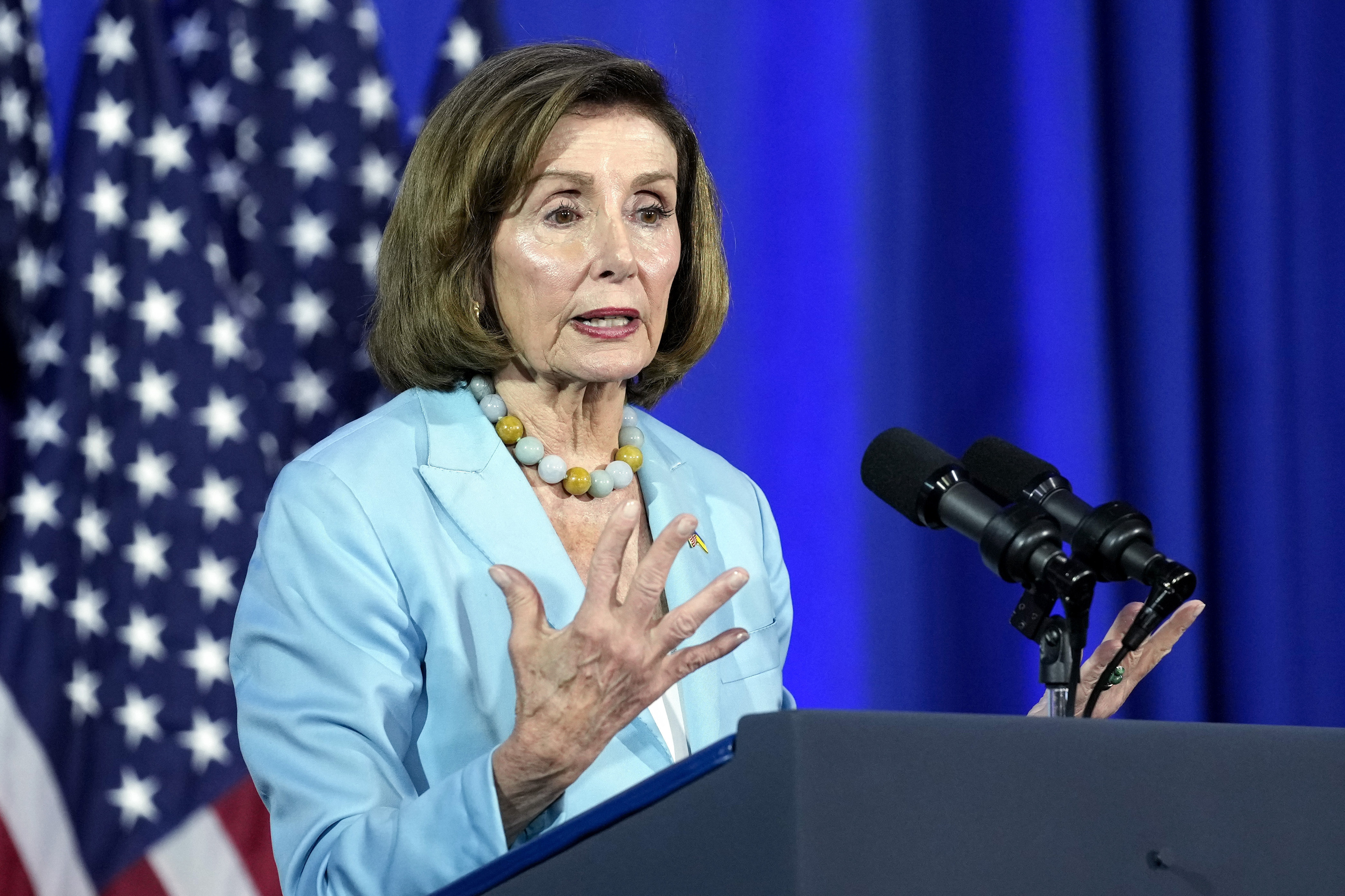 FILE - Rep. Nancy Pelosi, D-Calif., speaks during an event in Washington, June 23, 2023. (AP Photo/Susan Walsh, File)