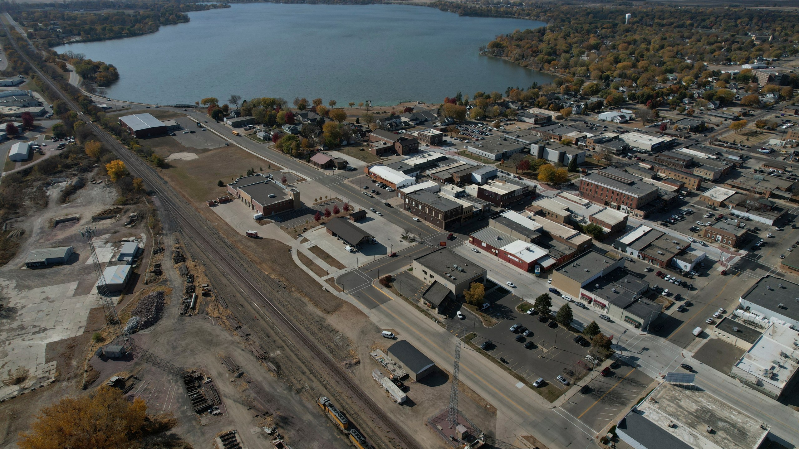 Worthington, Minn., is seen from the air on Tuesday, Oct. 22, 2024. (AP Photo/Jessie Wardarski)