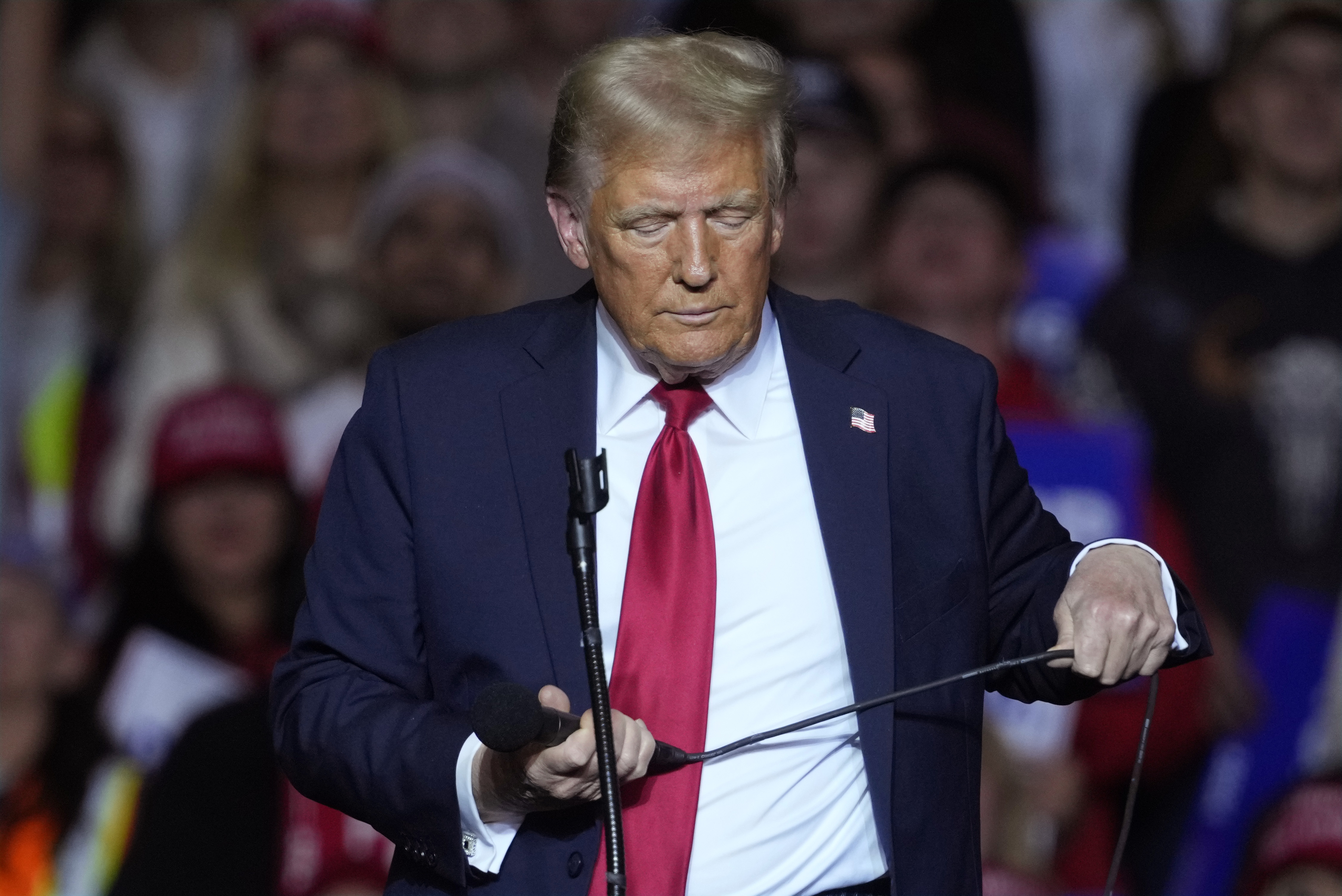 Republican presidential nominee former President Donald Trump speaks at a campaign event Friday, Nov. 1, 2024, in Milwaukee. (AP Photo/Morry Gash)