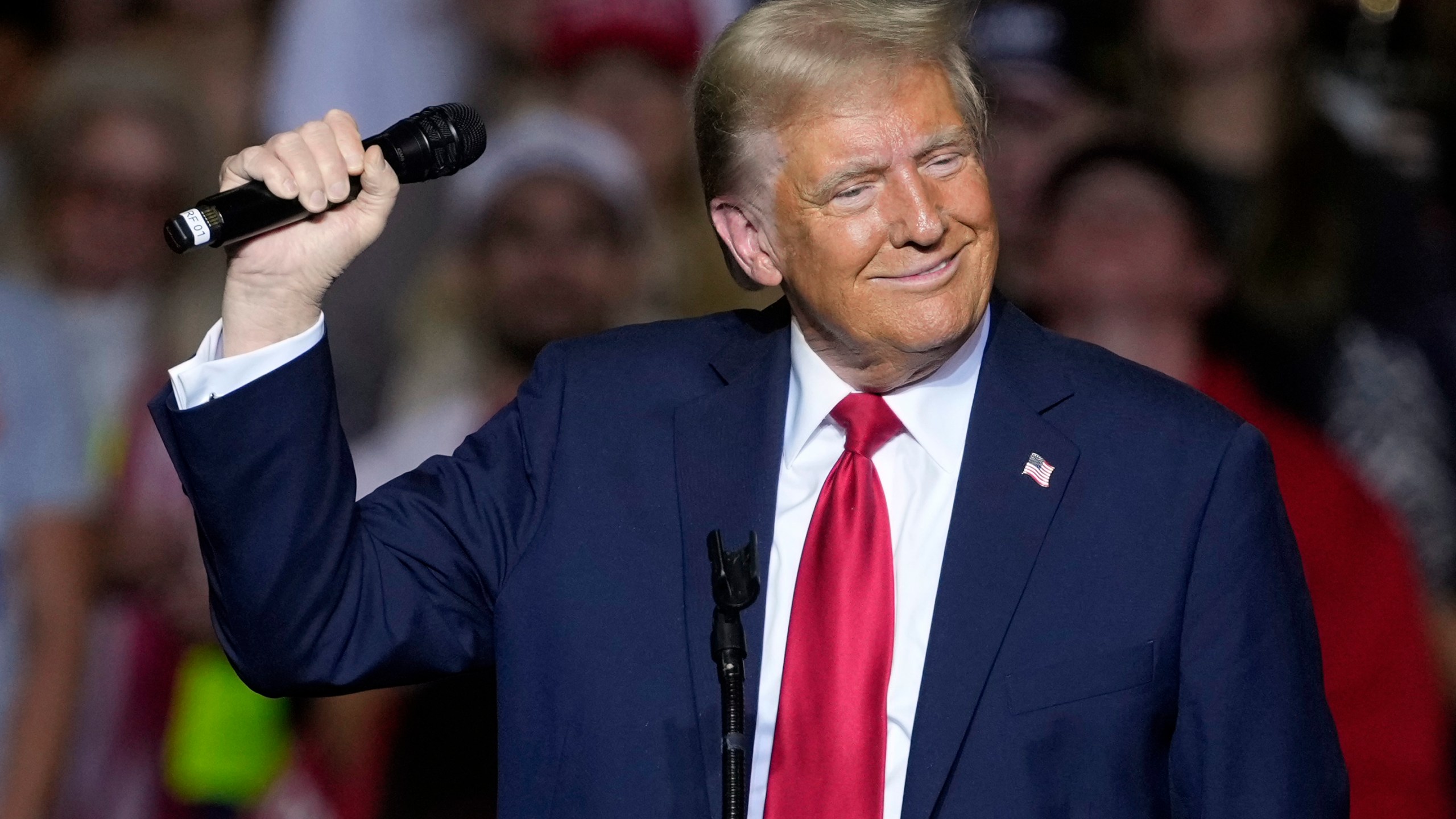 Republican presidential nominee former President Donald Trump speaks at a campaign rally Friday, Nov. 1, 2024, in Milwaukee. (AP Photo/Morry Gash)