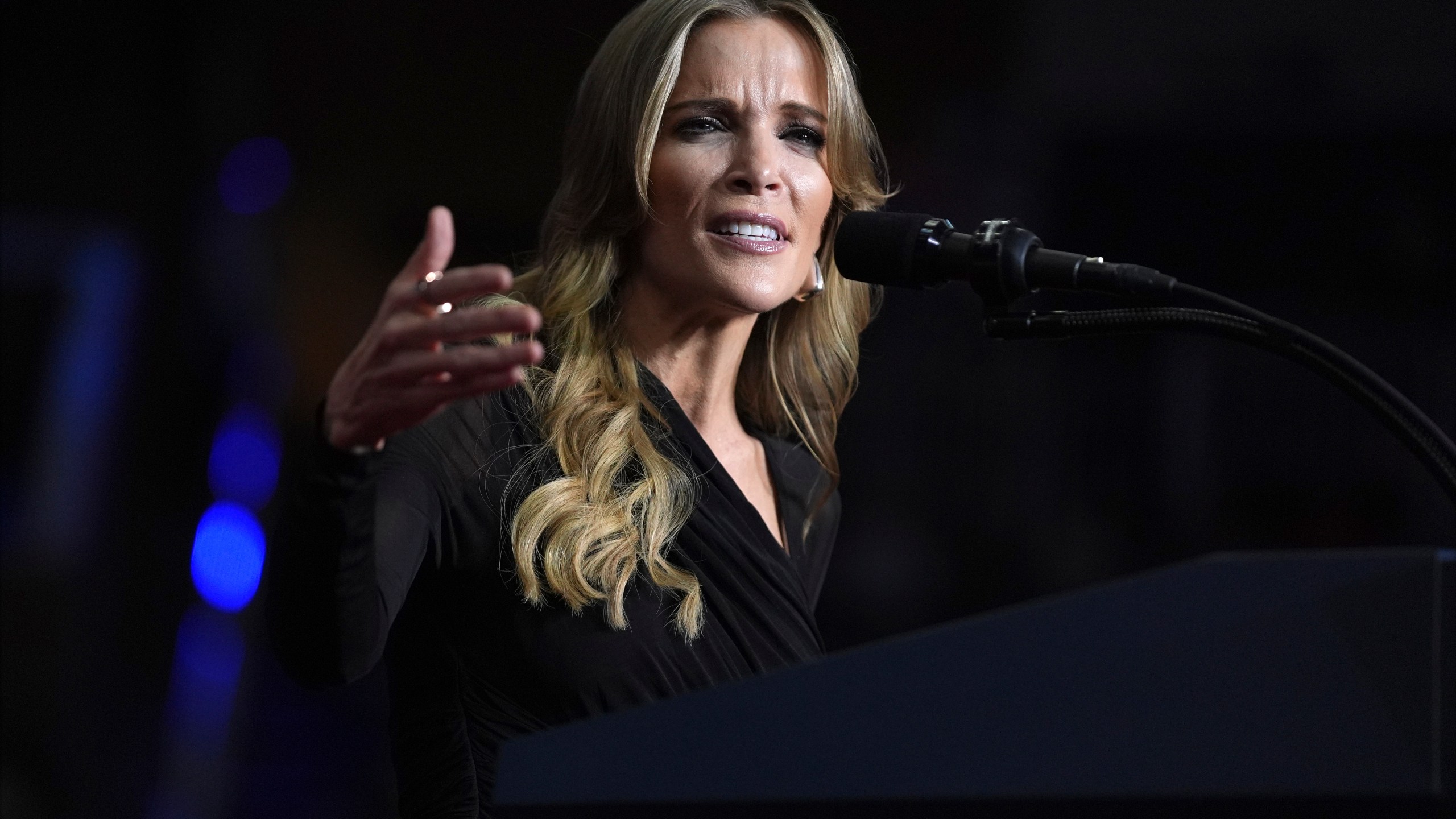 Megyn Kelly speaks at a campaign rally with Republican presidential nominee former President Donald Trump at PPG Paints Arena, Monday, Nov. 4, 2024, in Pittsburgh, Pa. (AP Photo/Evan Vucci)