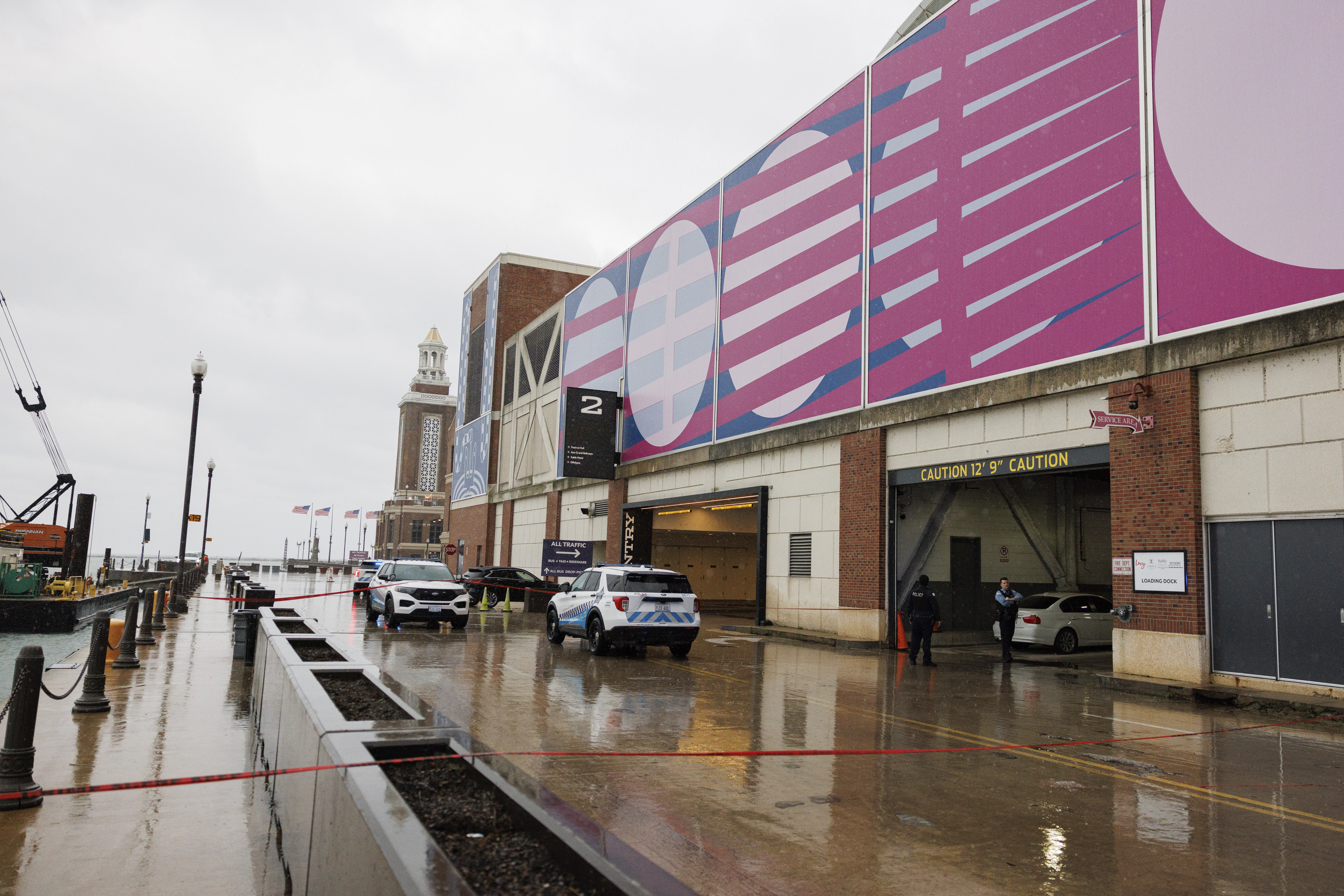 Police investigate the scene of a shooting at the Navy Pier, Tuesday, Nov. 5, 2024 in Chicago. (Anthony Vazquez/Chicago Sun-Times via AP)