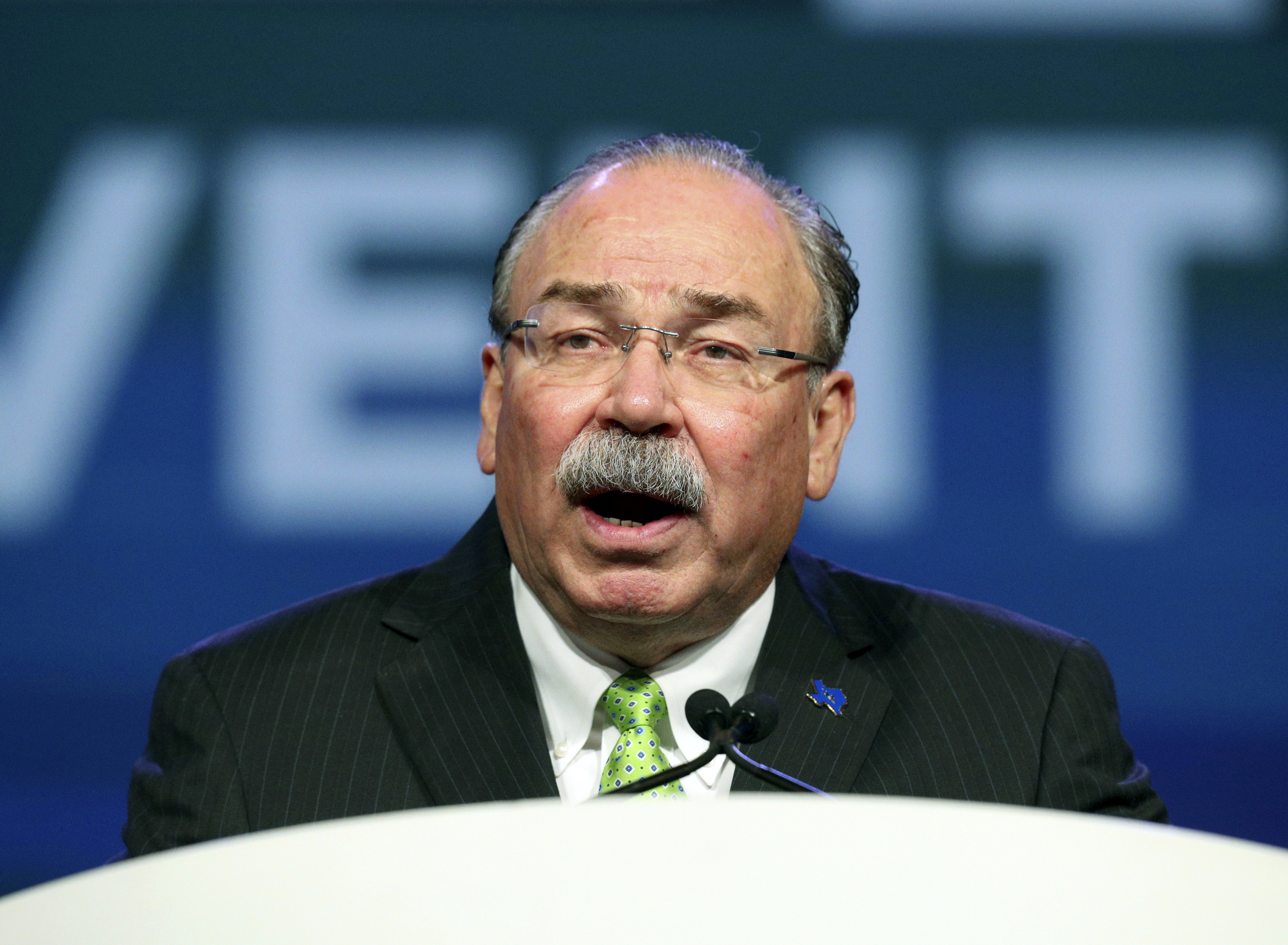 FILE - Gilberto Hinojosa opens up the general session at the Texas Democratic Convention Friday, June 22, 2018, in Fort Worth, Texas. (AP Photo/Richard W. Rodriguez, File)