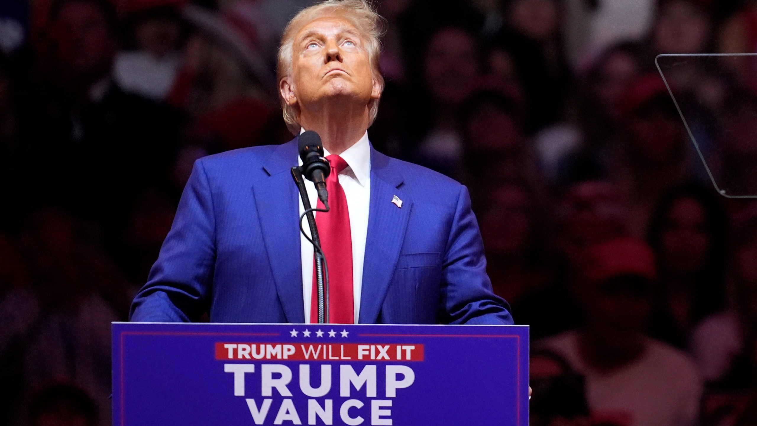 Republican presidential nominee former President Donald Trump speaks at a campaign rally at Madison Square Garden, Sunday, Oct. 27, 2024, in New York. (AP Photo/Evan Vucci)