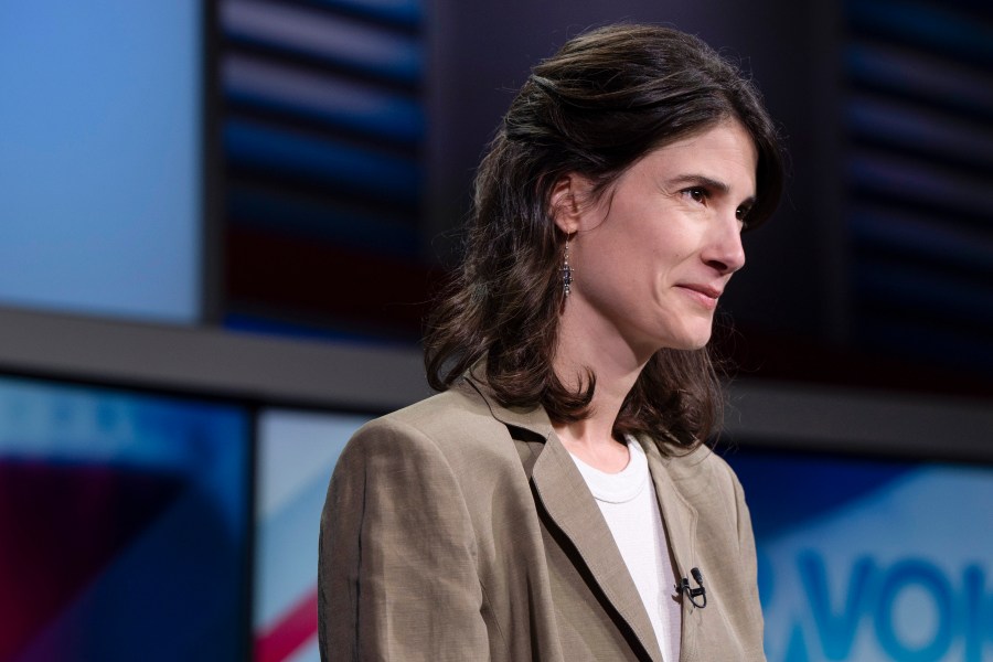 FILE - Rep. Marie Gluesenkamp Perez, D-Wash., speaks during a Washington 3rd District debate at KATU studios, Oct. 7, 2024, in Portland, Ore. (AP Photo/Jenny Kane, File)