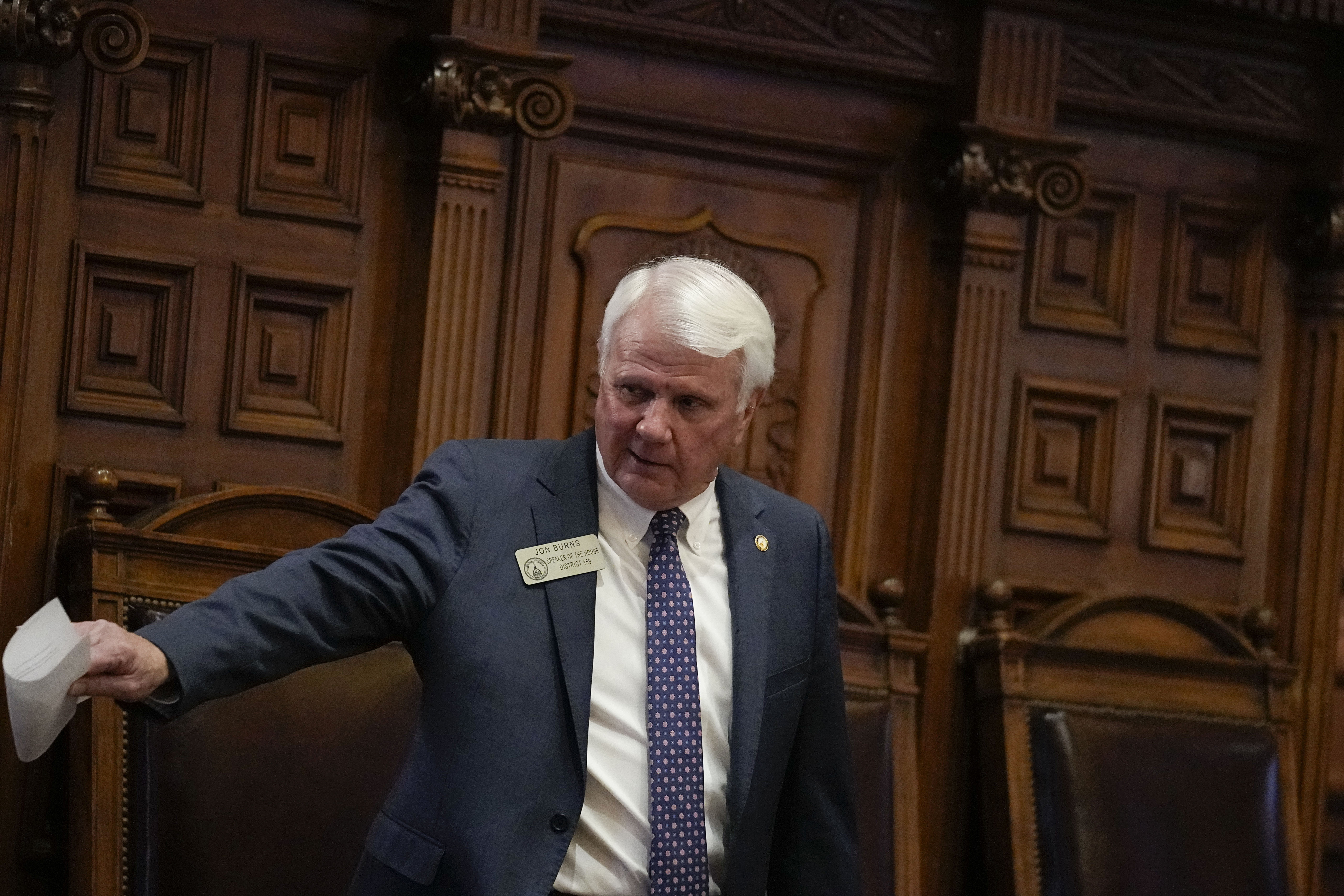 FILE - Georgia House Speaker Jon Burns, R-Newington speaks during the opening day of the Georgia General Assembly, Jan. 8, 2024, in Atlanta. (AP Photo/Brynn Anderson, File)